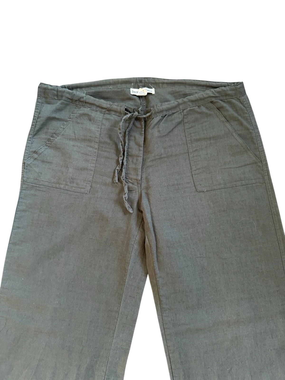 Derek Heart Linen Pants Womens Green Wide Leg Great For Warm Weather Medium