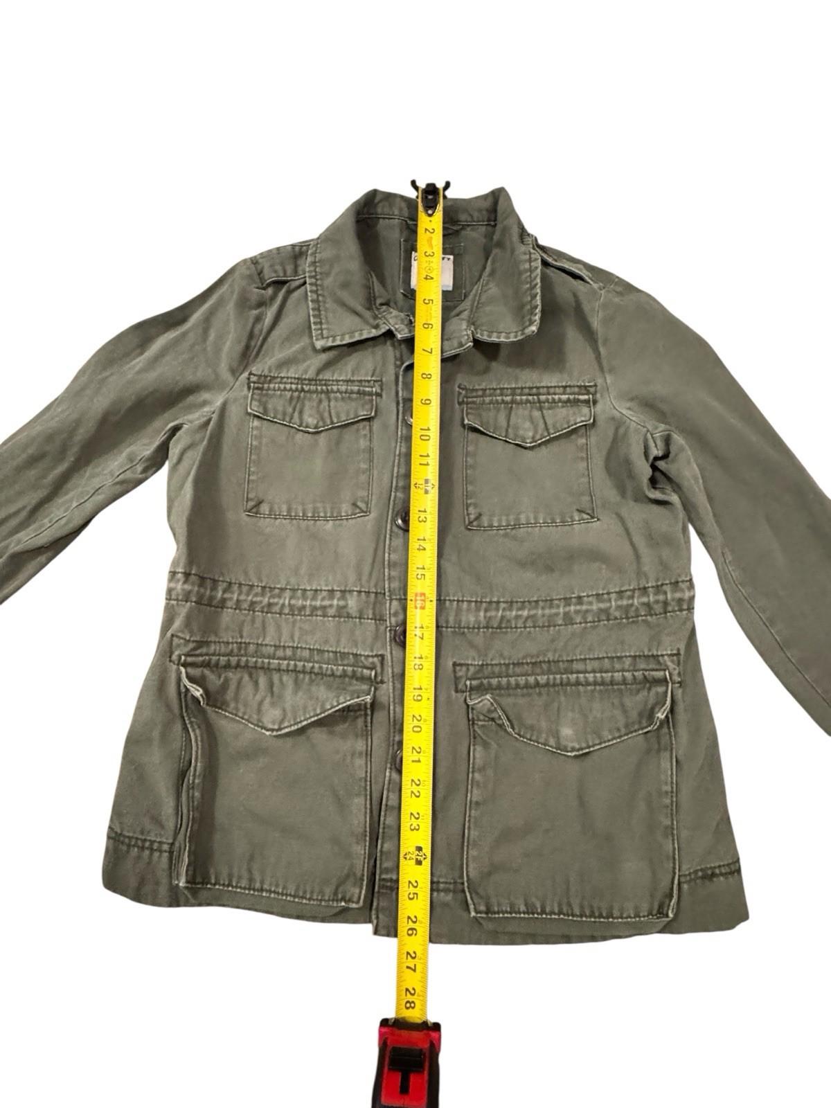 Old Navy Jacket Medium Utility Canvas Military Field Army Olive Long