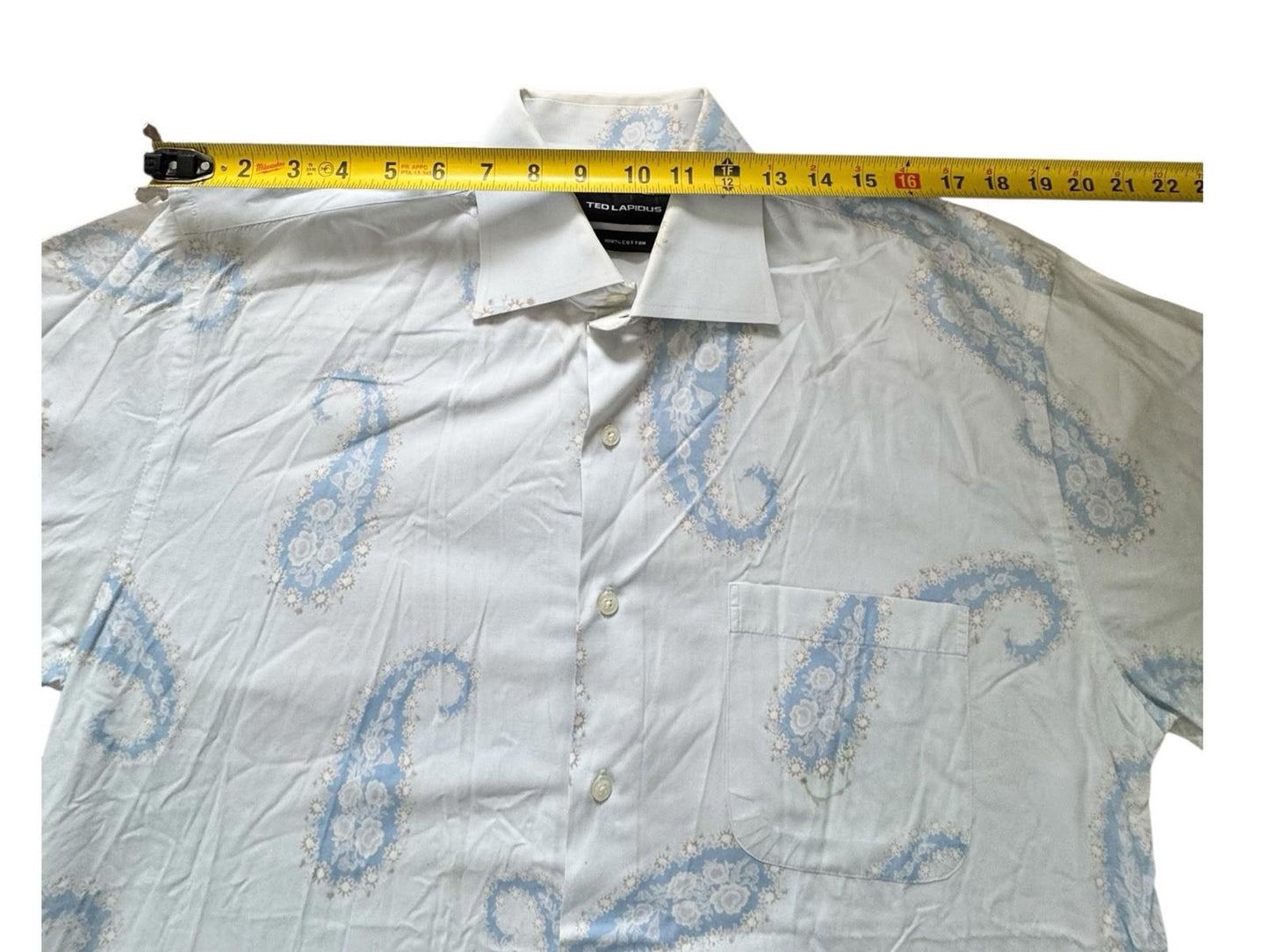Ted Lapidus Men's Shirt Size Large Amoeba Pattern Short Sleeve Cotton