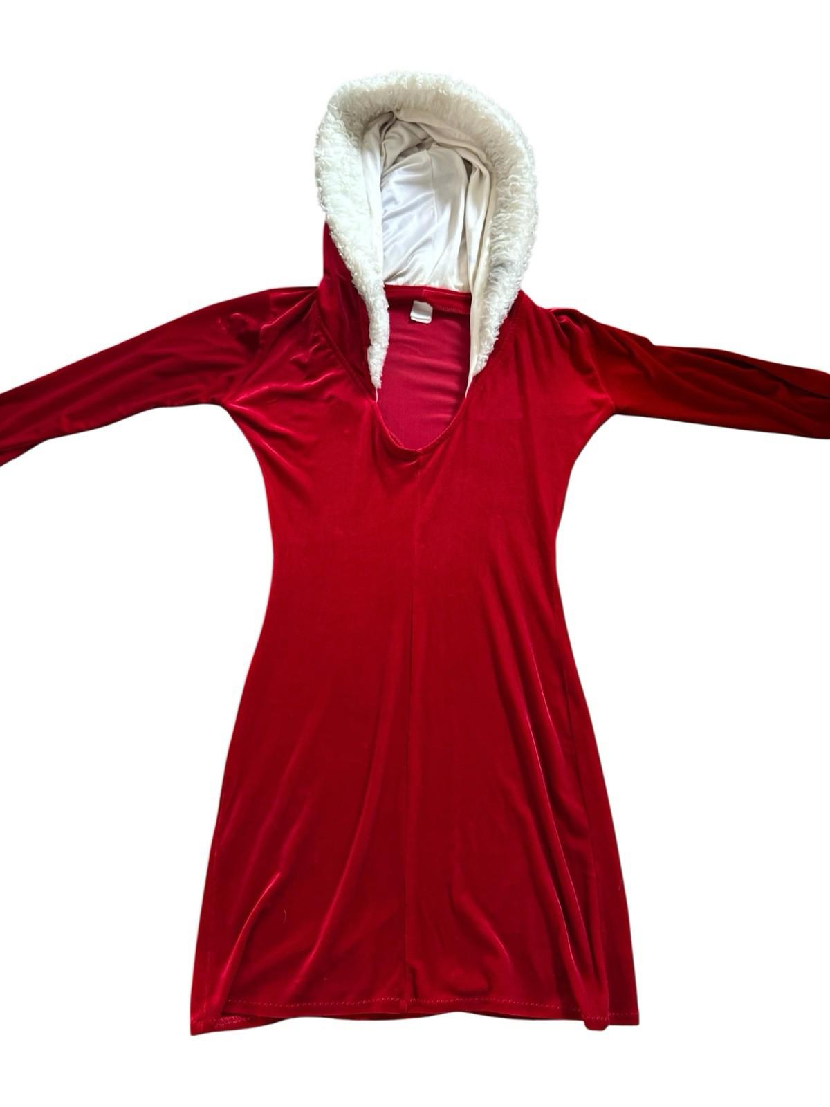 Vintage 1980s J Valentine Mrs. Claus Dress Red Christmas Velour Costume