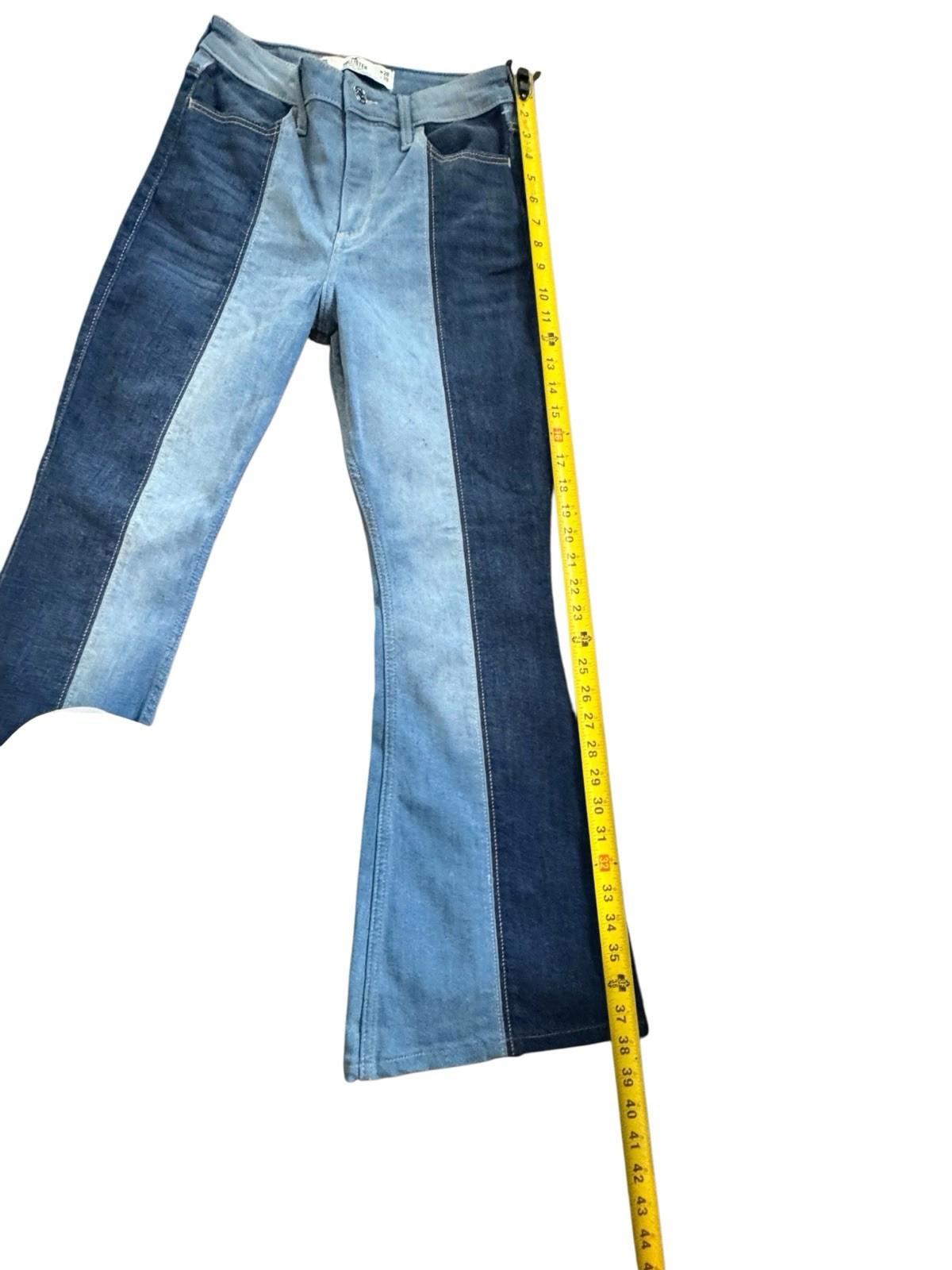 Hollister Two Tone Blue Bell Bottom Curvy High Rise Vintage Flair Leg Jeans 28