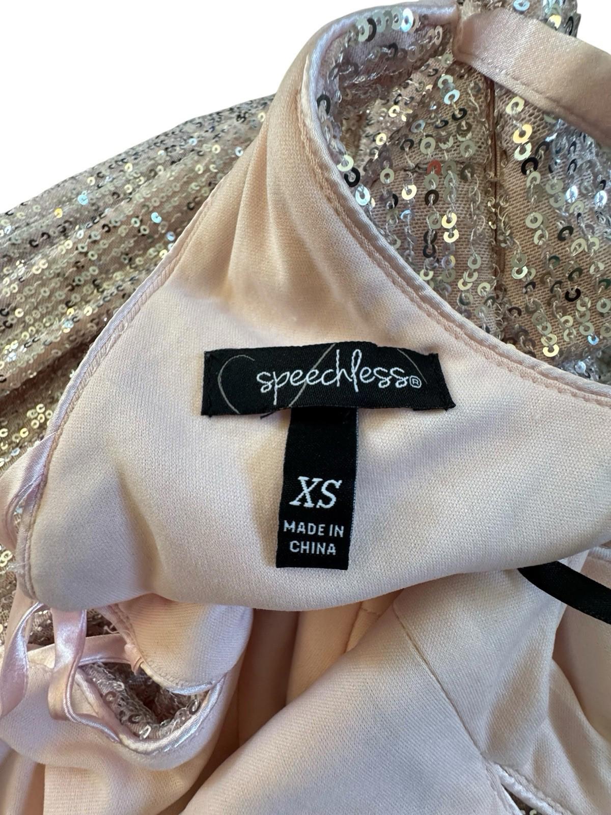 Speechless Pink Sequined Full Length Gown Wedding Prom Party Formal Dress XS