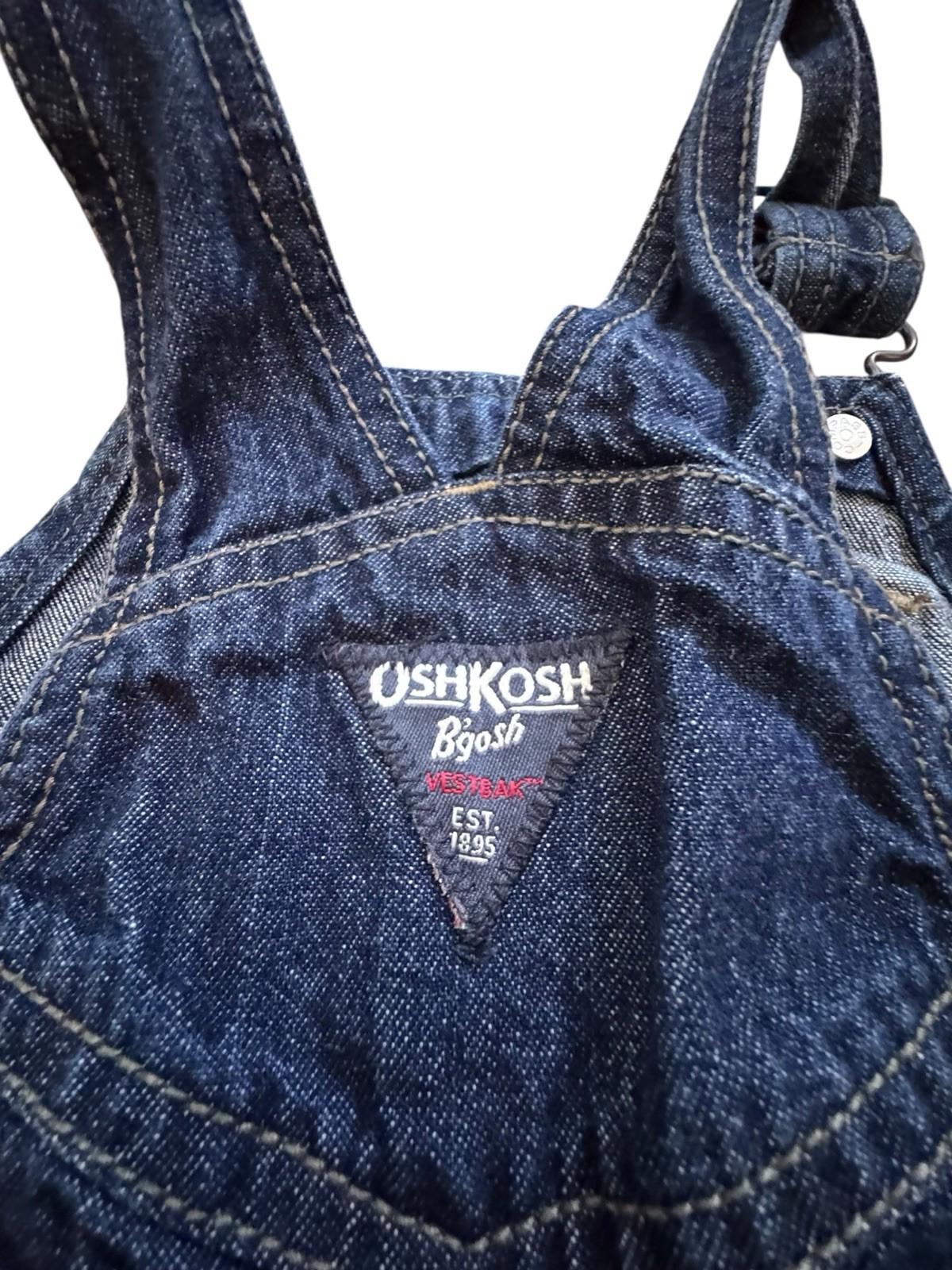 OshKosh B'Gosh Blue Cotton Overalls Vestbak Train Conductor Toddler 24 Months