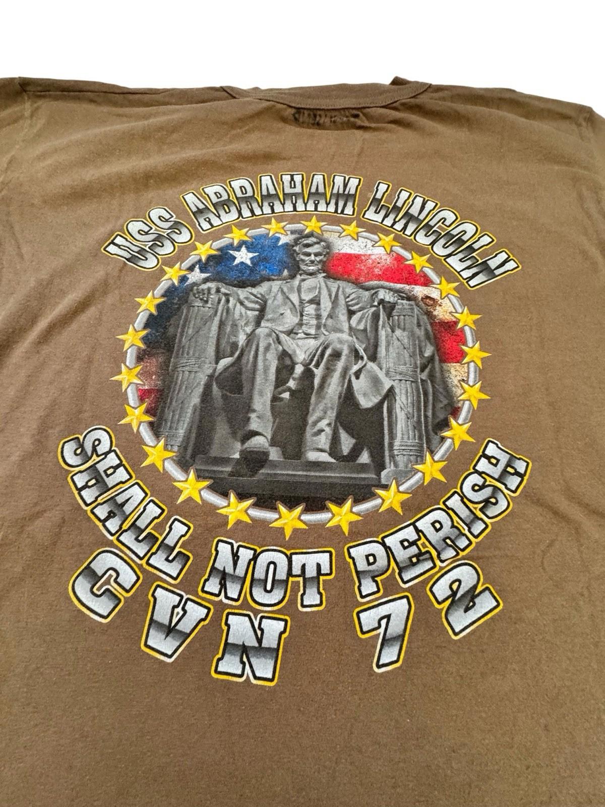 Military Navy Abraham Lincoln Aircraft Carrier Men's Tshirt Ship Tee Vintage L