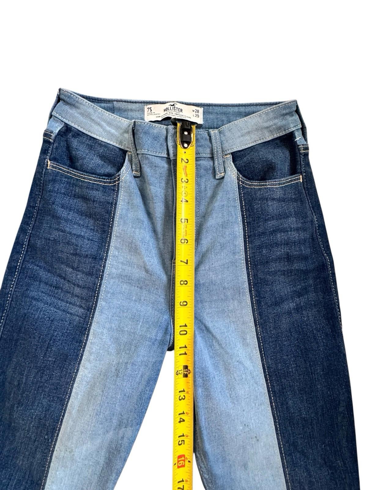 Hollister Two Tone Blue Bell Bottom Curvy High Rise Vintage Flair Leg Jeans 28