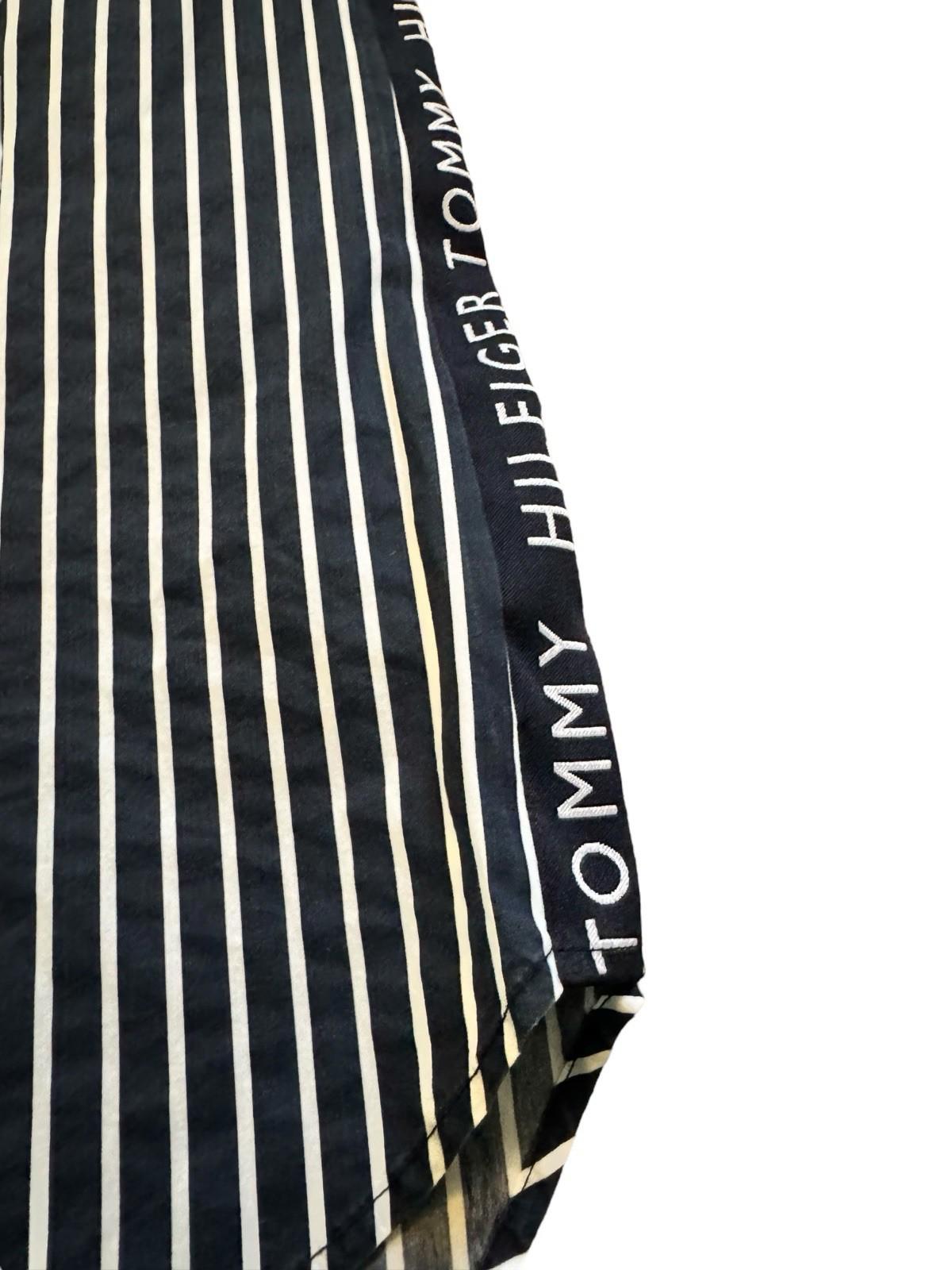 Tommy Hilfiger H Logo Blue Striped Button Down Men's Shirt Size XXS