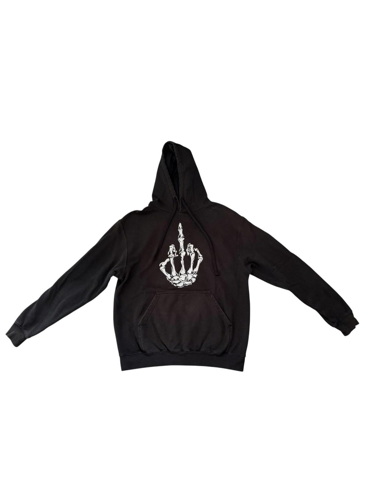 Skeleton Hand Middle Finger Fu*k You Hoodie Halloween Size Medium