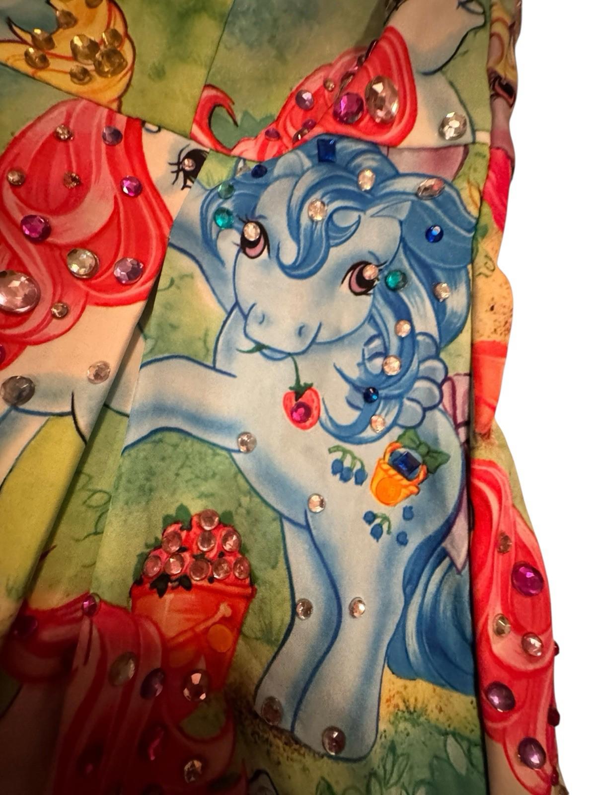 Iron Fist BEDAZZLED My Little Pony Dolls Mini Dress Colorful Drag Kawaii OOAK XL