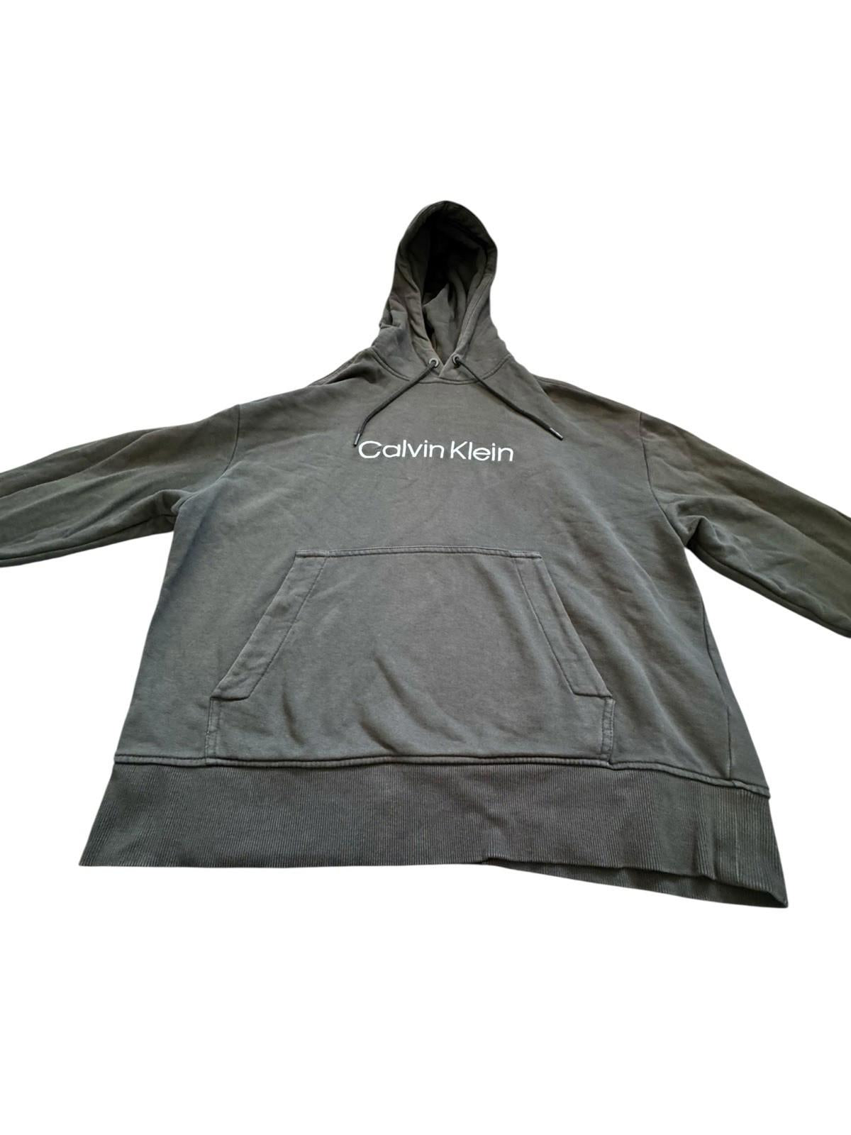 Calvin Klein Gray Hoodie Grey Mens Hooded Sweatshirt Pocket Drawstrings Small