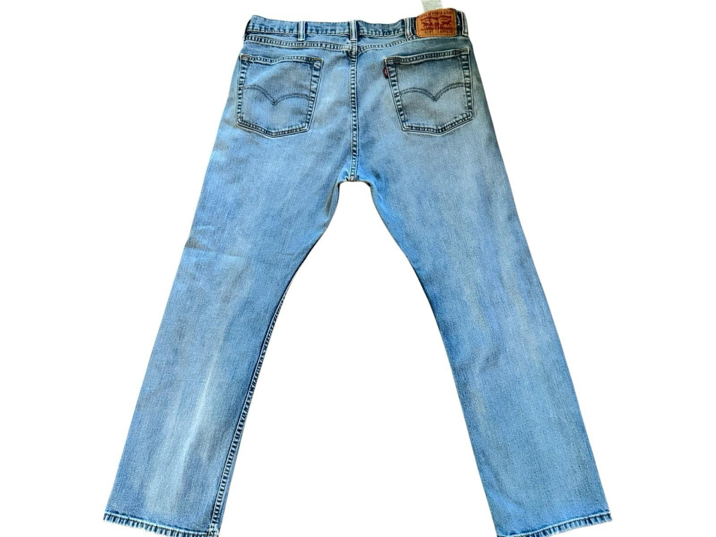Levis 513 Blue Jeans Size 38 x 30 Denim Well Worn And Soft With Tear
