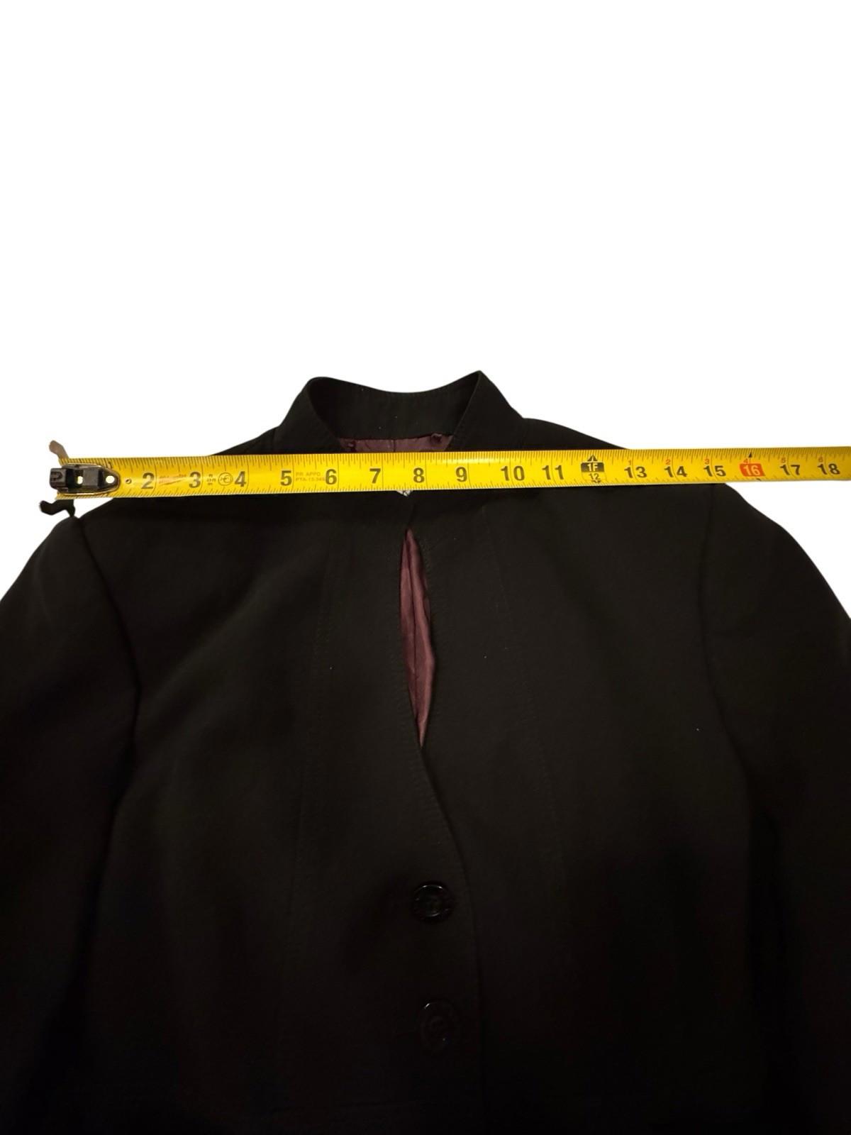 Calvin Klein Suit Jacket Belted Blazer Black With Purple Lining Size 6