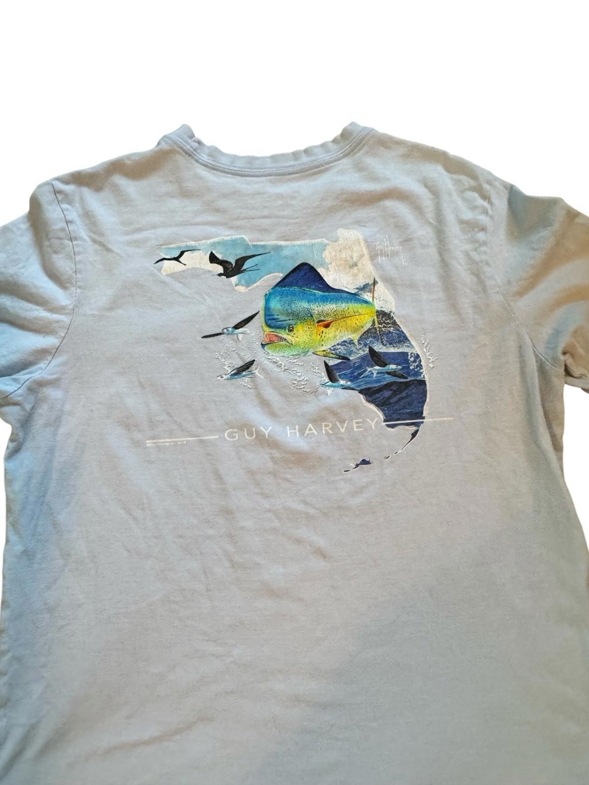 Guy Harvey Mens Fishing T-Shirt Light Blue Size Large Dated 2019
