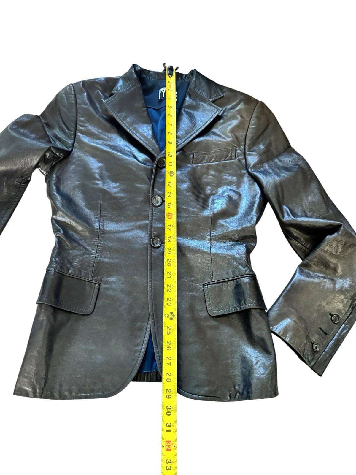 Richard Tyler Couture Black Three Button Leather Jacket Coat Size S/M