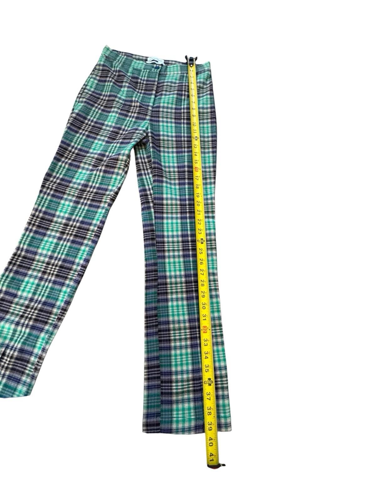 Urban Outfitters Size 4 Pants Plaid Retro Wide Slit Leg Teal Blue Black S BNWT