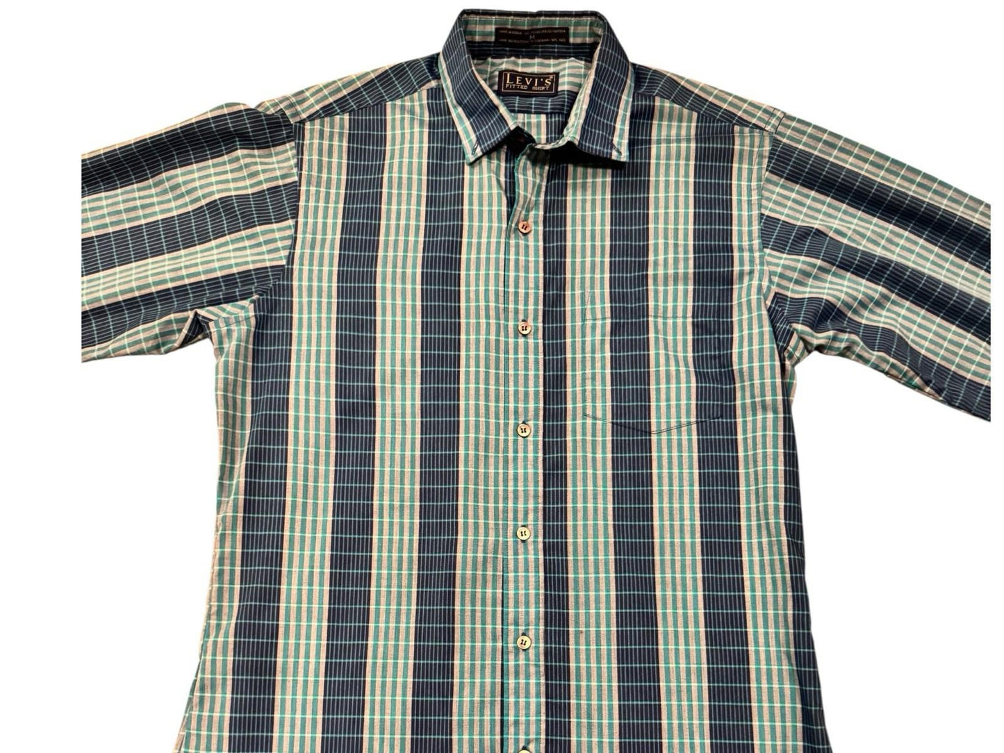 Vintage 1990’s Levi’s Blue Stripped Cotton Button Up Shirt Size Medium