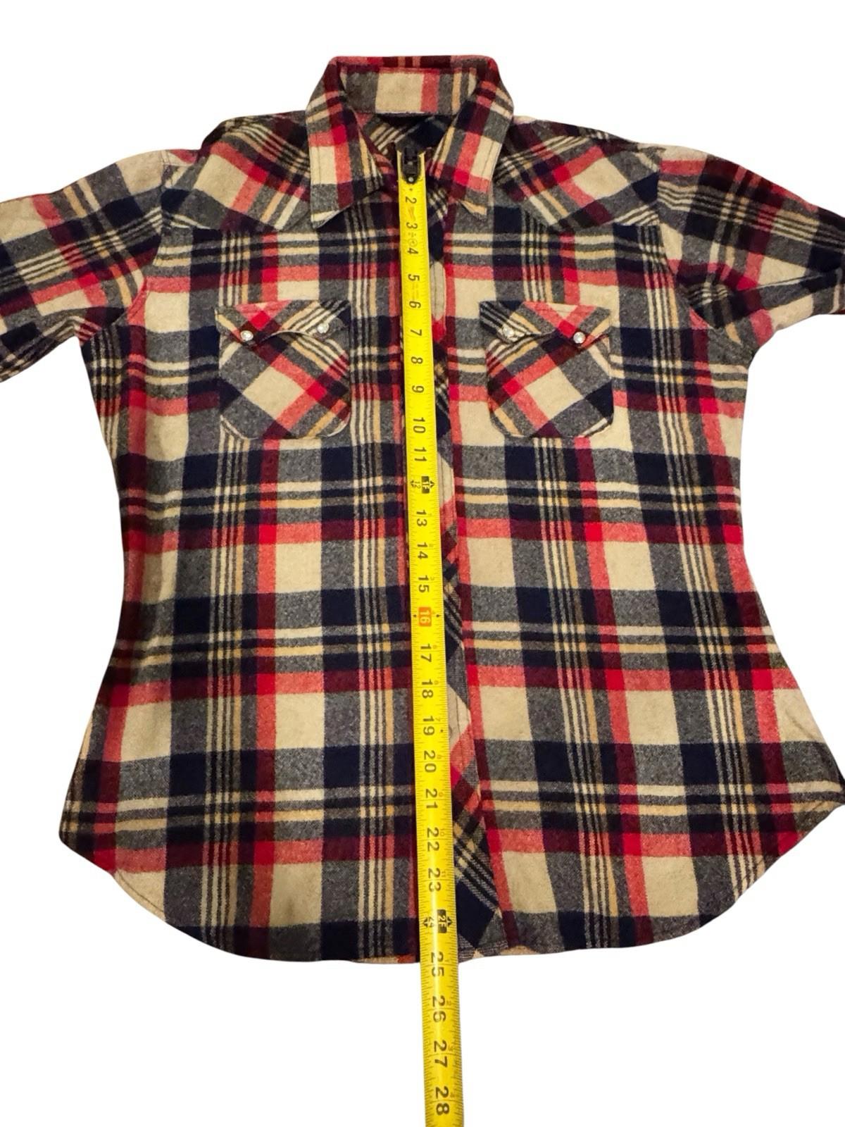 1980s Vintage Brittania Wool Plaid Flannel Button Up Down Shirt Cowboy Large