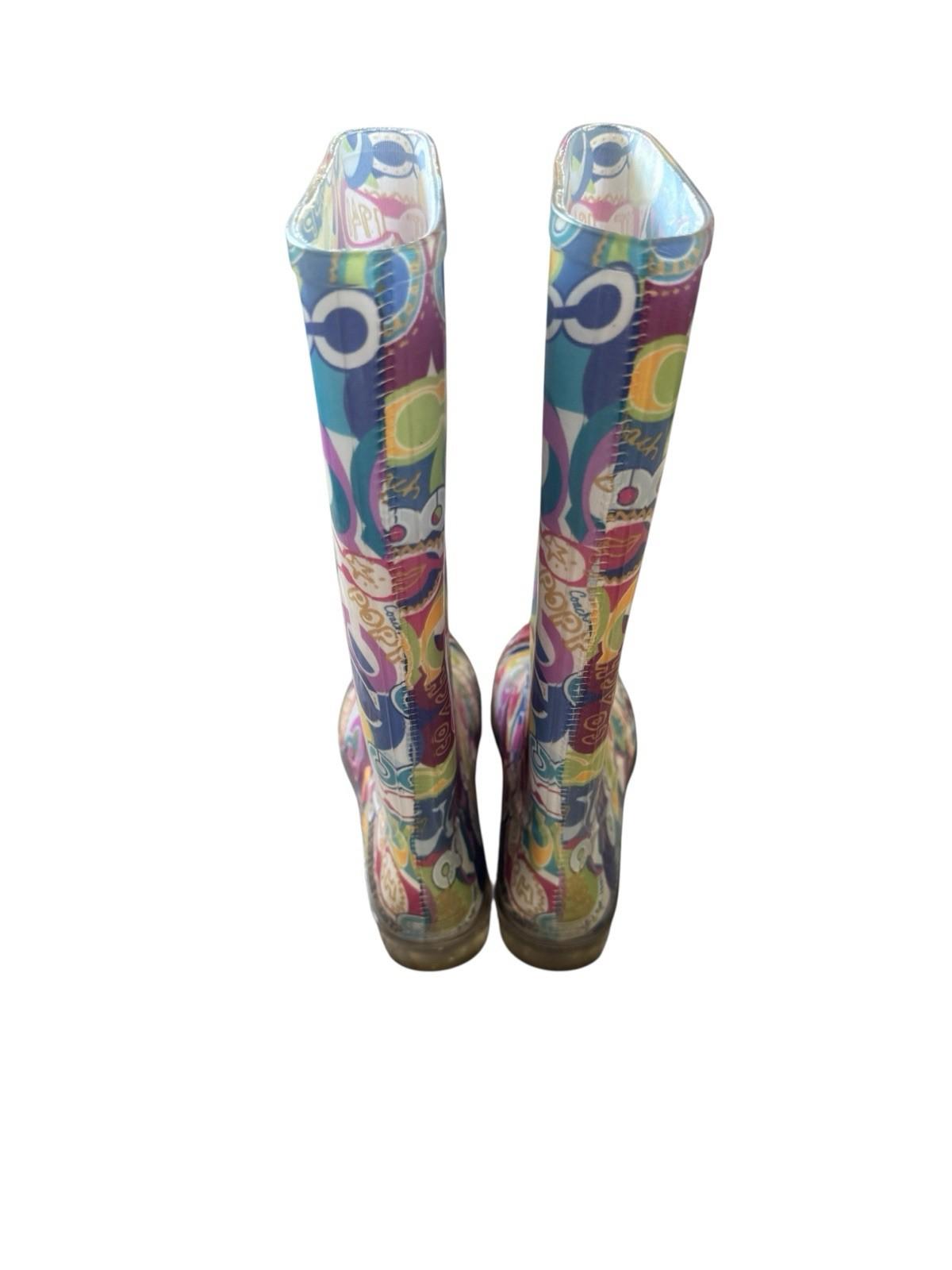 Coach Limited Edition Poppy Graffiti Colorful Rain Boots Size 7