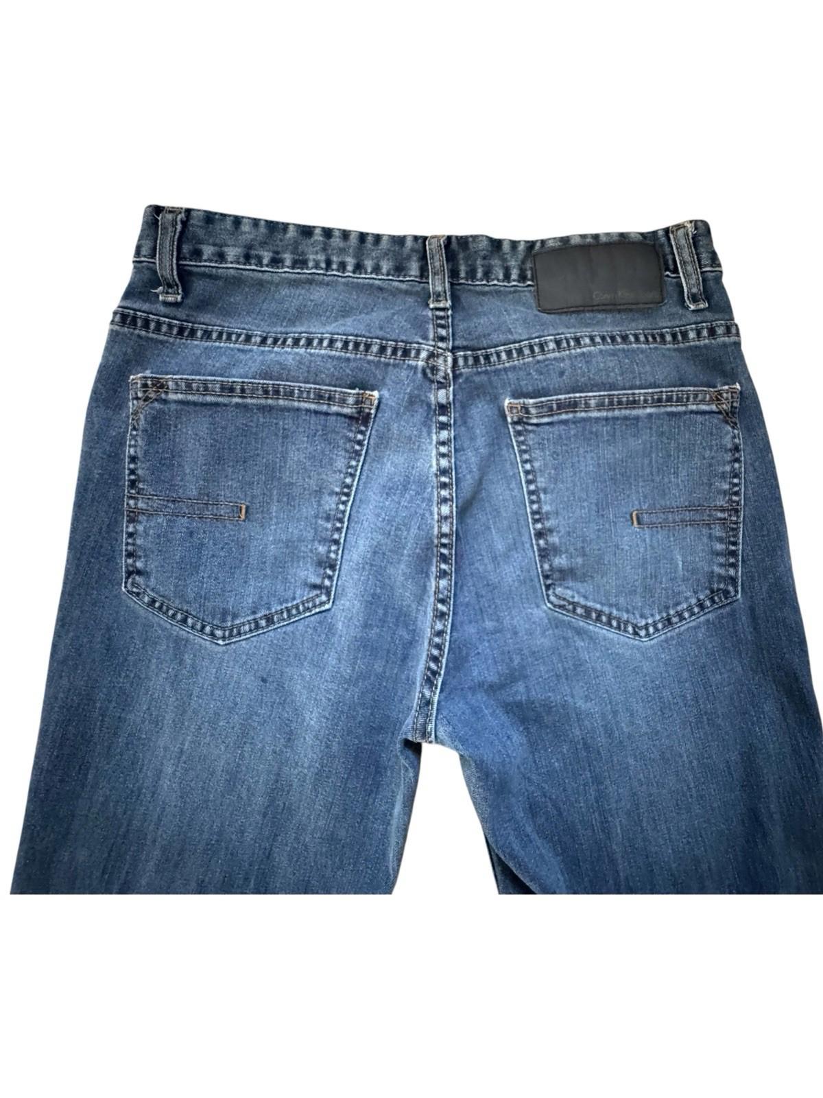 Calvin Klein Size 30X30 Mens Straight Cut Cotton Blue Denim Logo Jeans