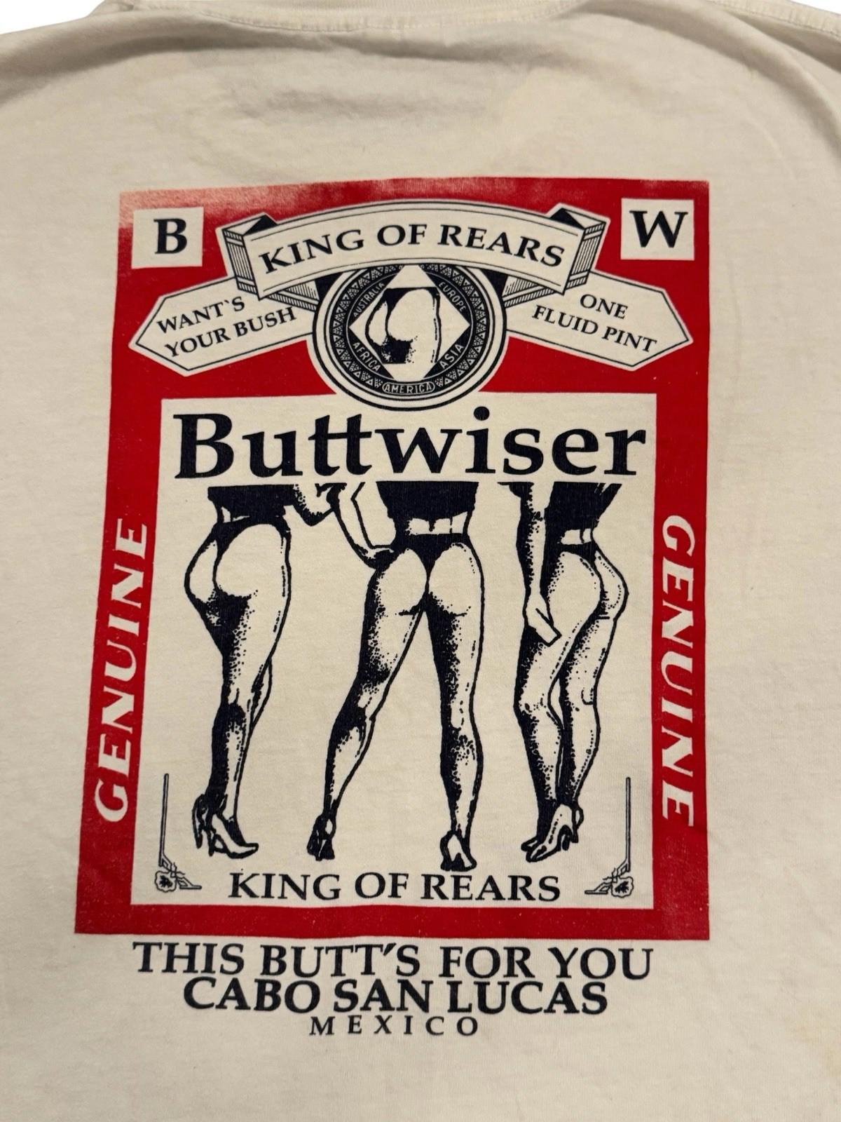 Vintage 80s Buttweiser Budweiser Beer Sleeveless Tshirt Mens XL Graphic T Yazbek