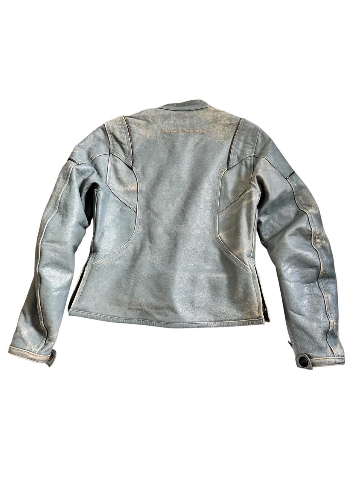 Vintage Frank Thomas BLUE Leather Motorcycle Jacket US Small UK 10 EUR 36