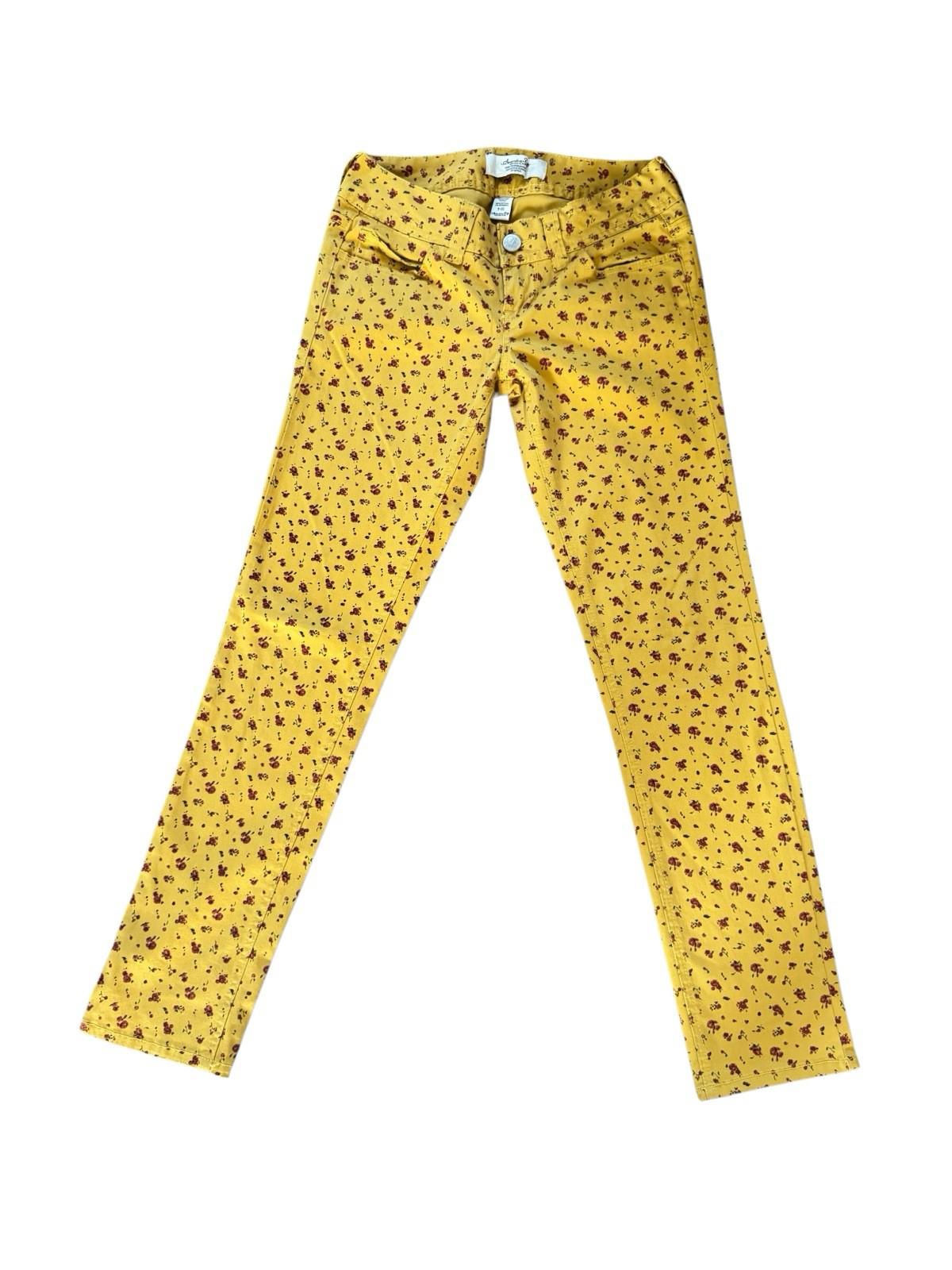 Vintage Y2K Women's American Rag Cie Mustard Yellow Jeans With Roses Excellent