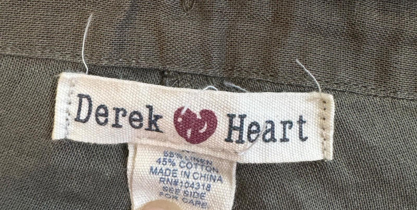 Derek Heart Linen Pants Womens Green Wide Leg Great For Warm Weather Medium