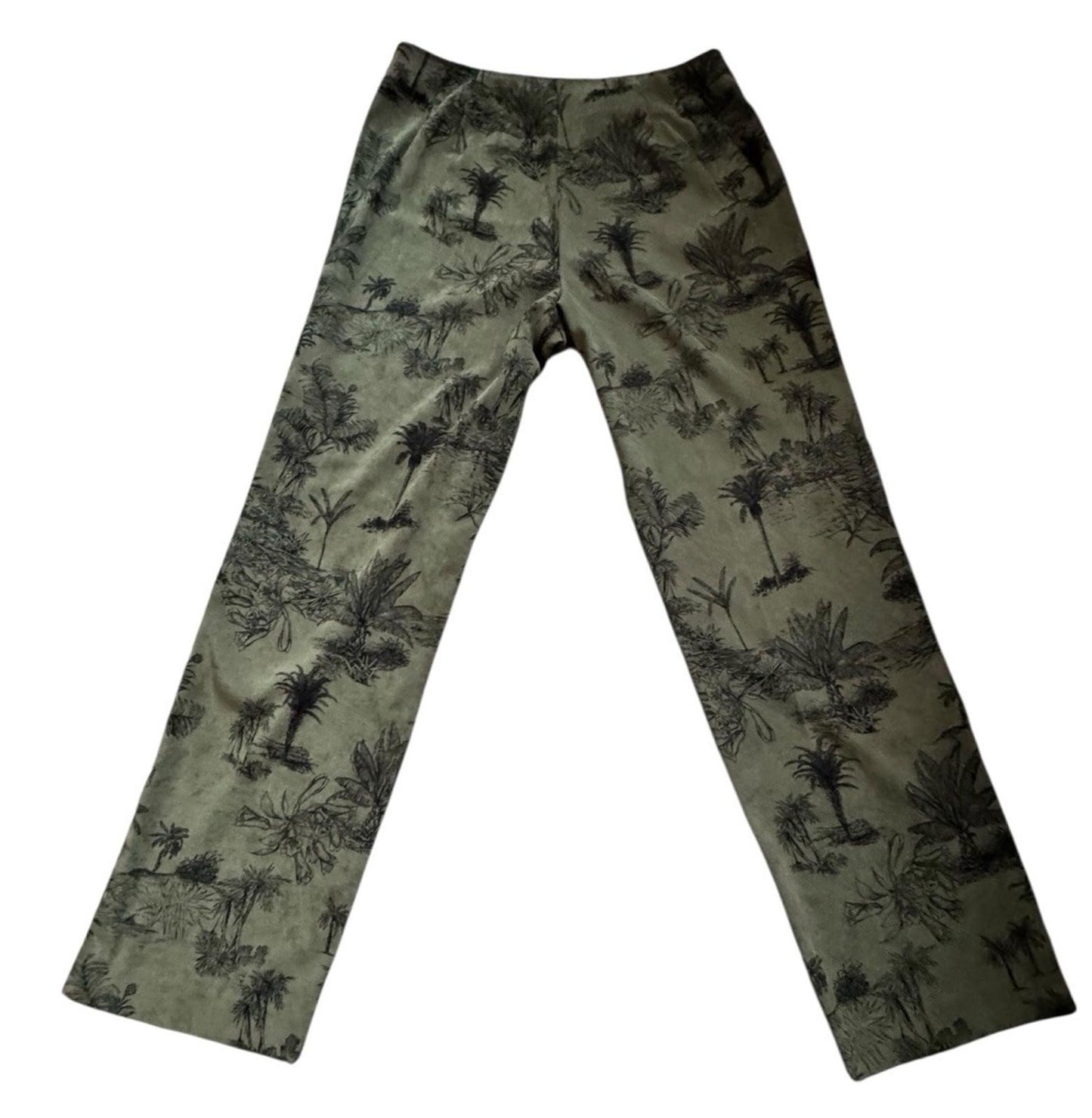 Vintage Y2K Womens Susan Bristol Green Palm Tree Pants Size 10 Dead Stock