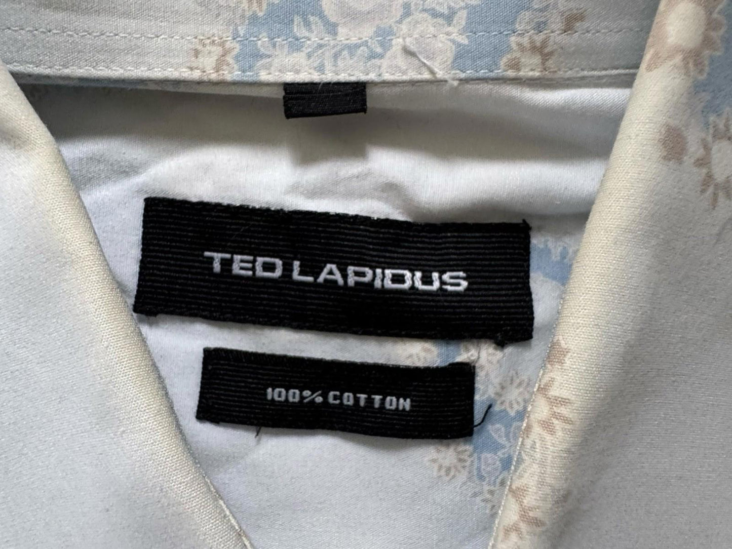 Ted Lapidus Men's Shirt Size Large Amoeba Pattern Short Sleeve Cotton