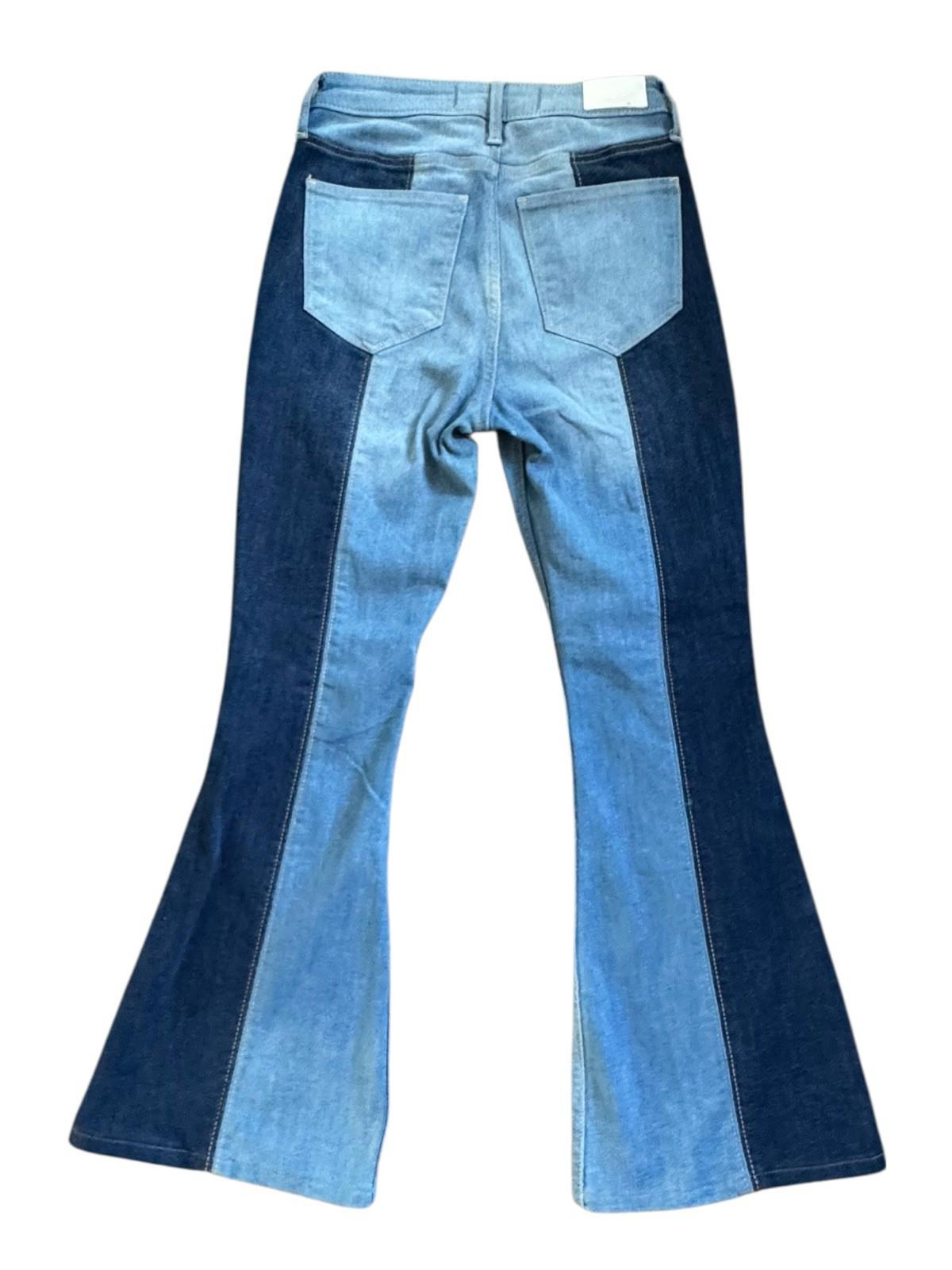 Hollister Two Tone Blue Bell Bottom Curvy High Rise Vintage Flair Leg Jeans 28