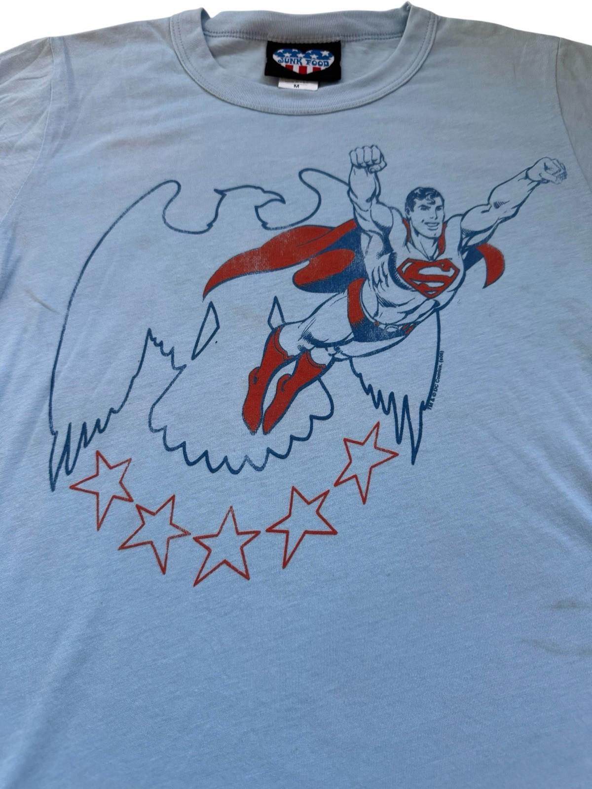Double Sided Junk Food Superman Free To Fly T-Shirt Size Medium FREE SHIPPING!