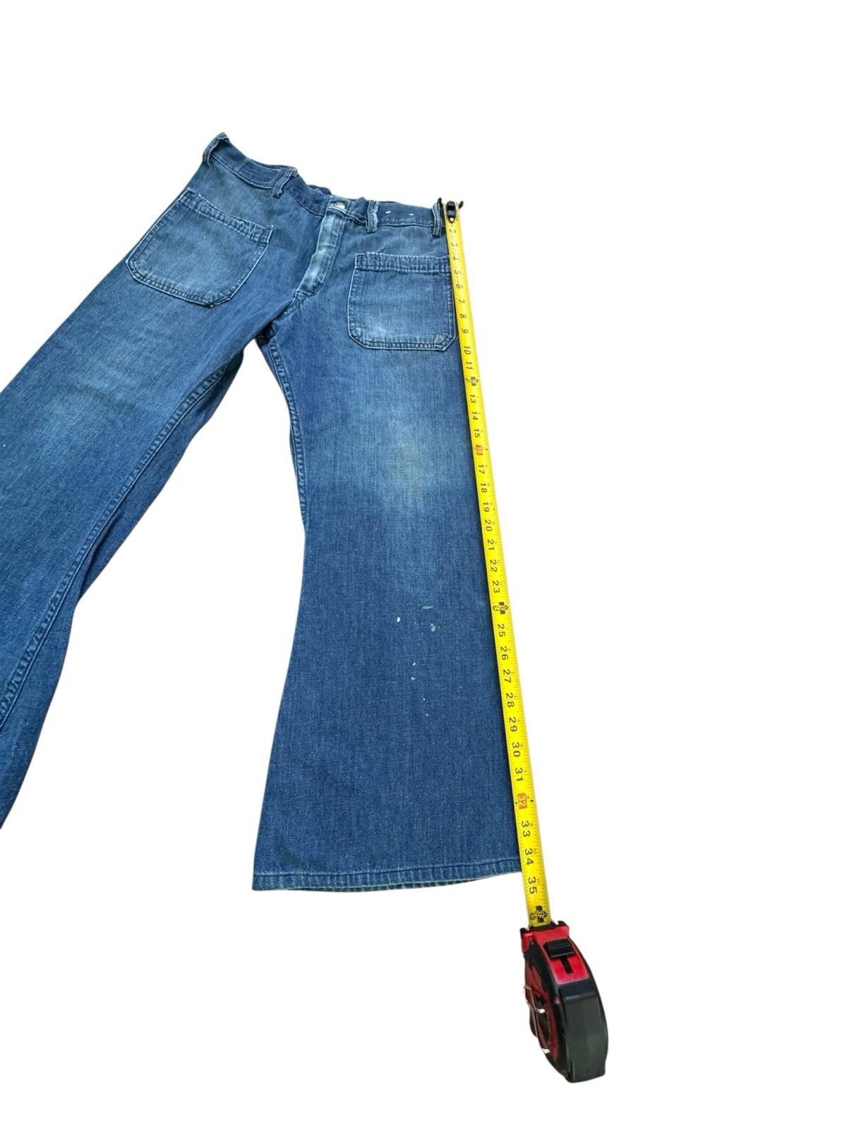1970’s Seafarer Dungarees Vintage Denim Bell Botton Navy Jeans Size 28x24