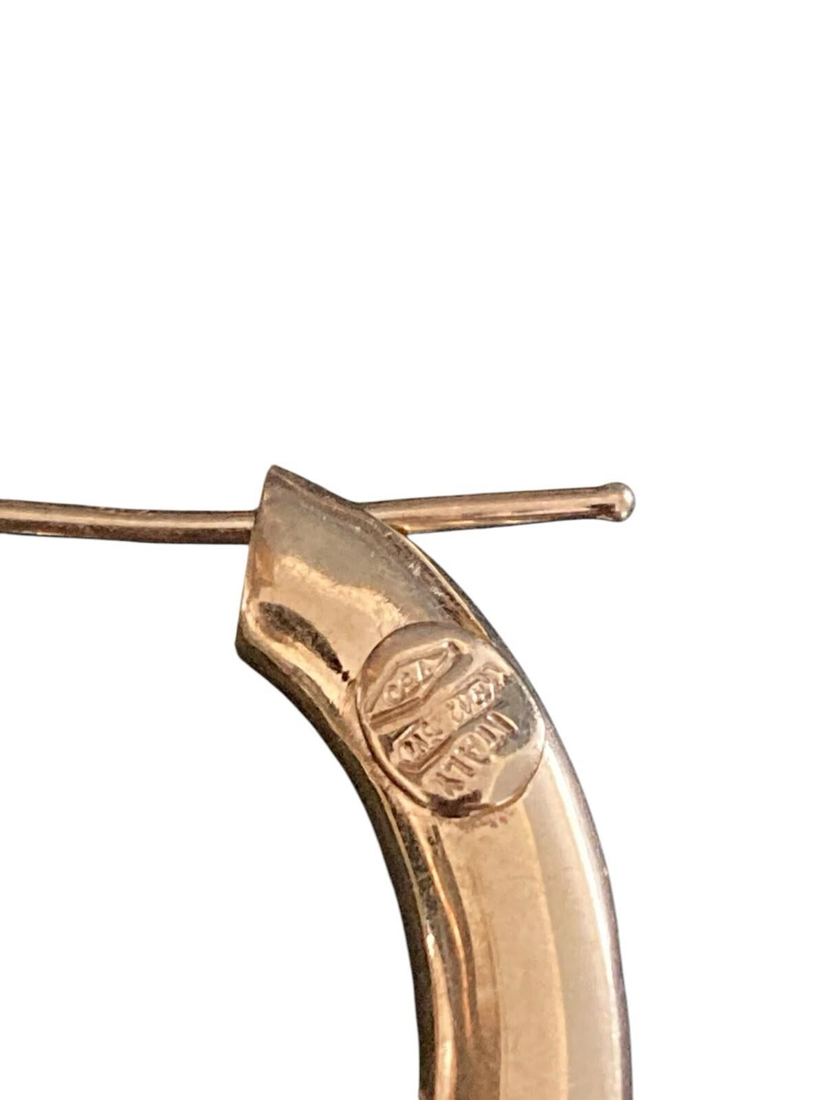 Vintage Riccardo Marotto 18k Gold Diamond Ruby Oval Hoop Earrings