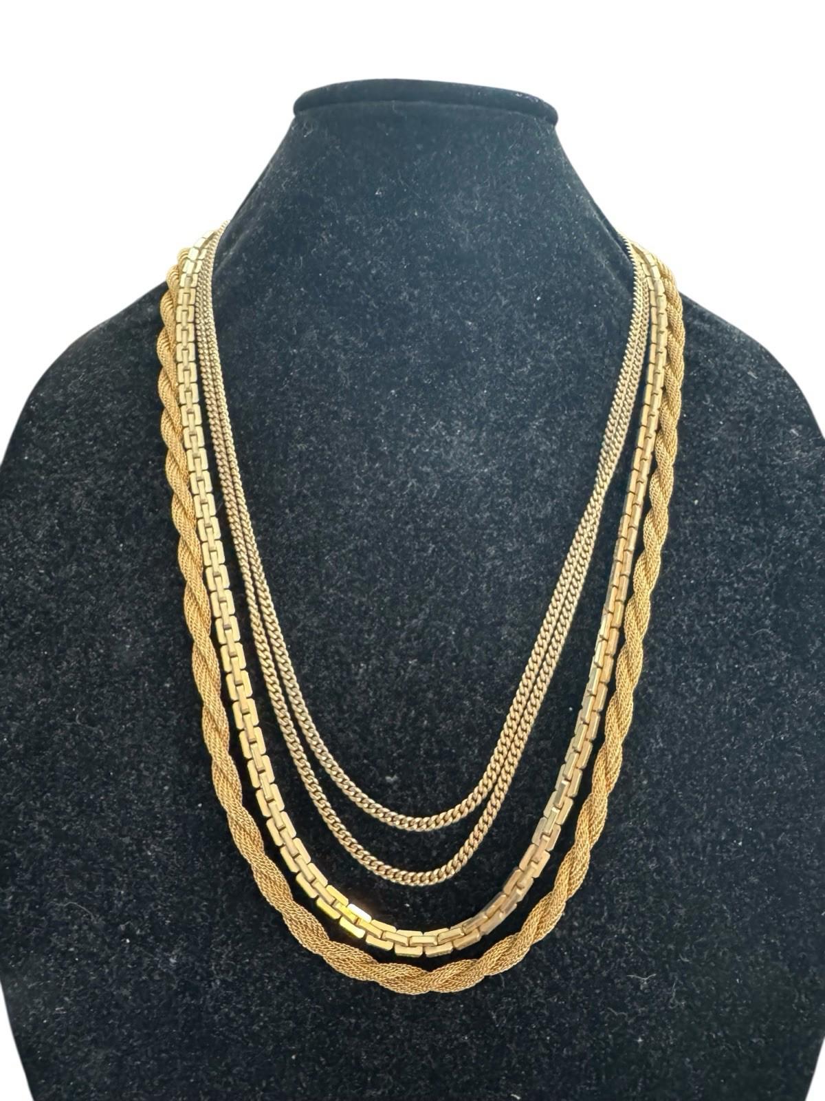 VENDOME LARGE DESIGNER HEAVY FOUR CHAIN GOLD TONE COSTUME NECKLACE