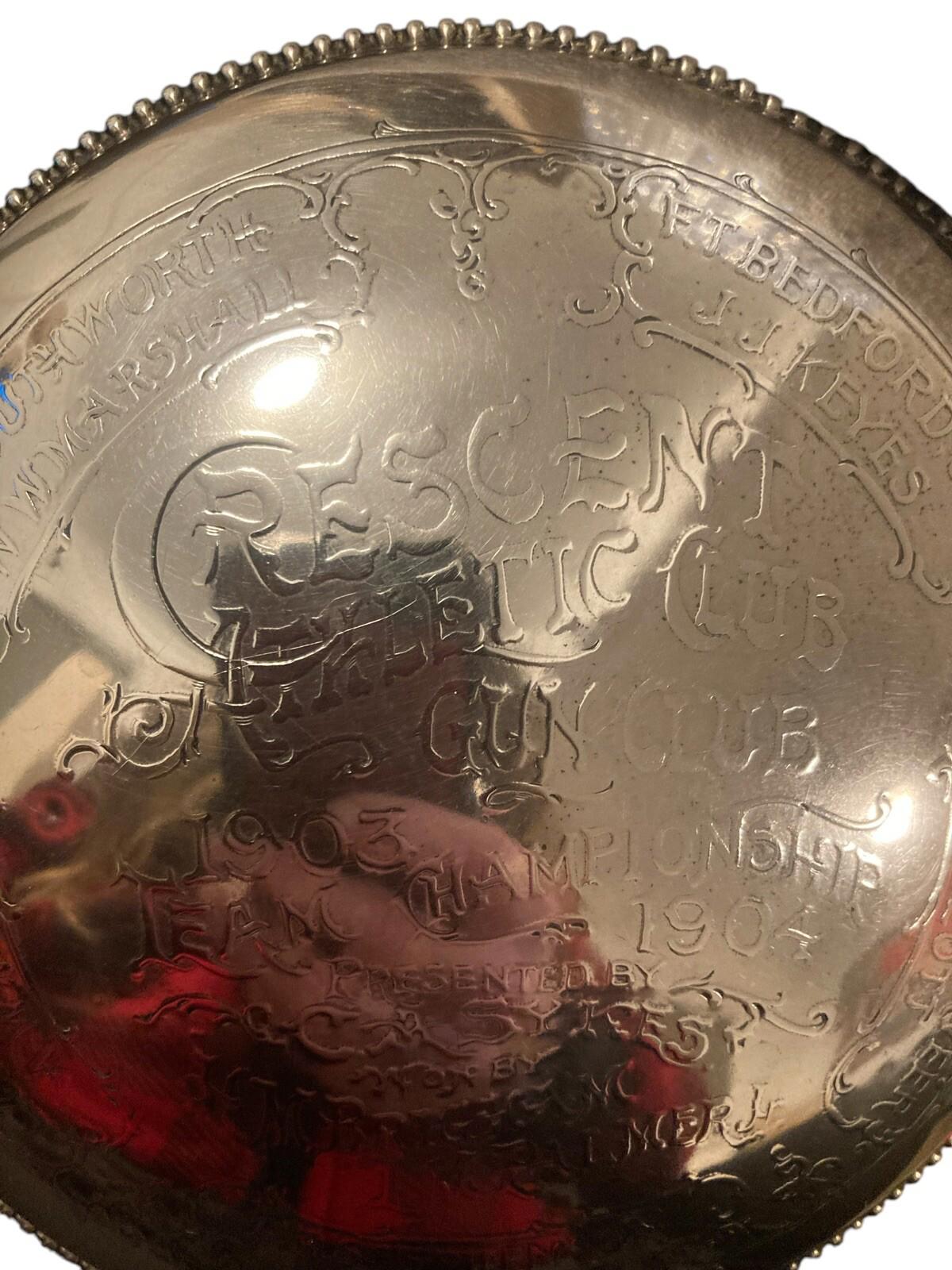1904 Crescent Athletic Gun Club Brooklyn Mens Sterling Crystal Cigar Humidor