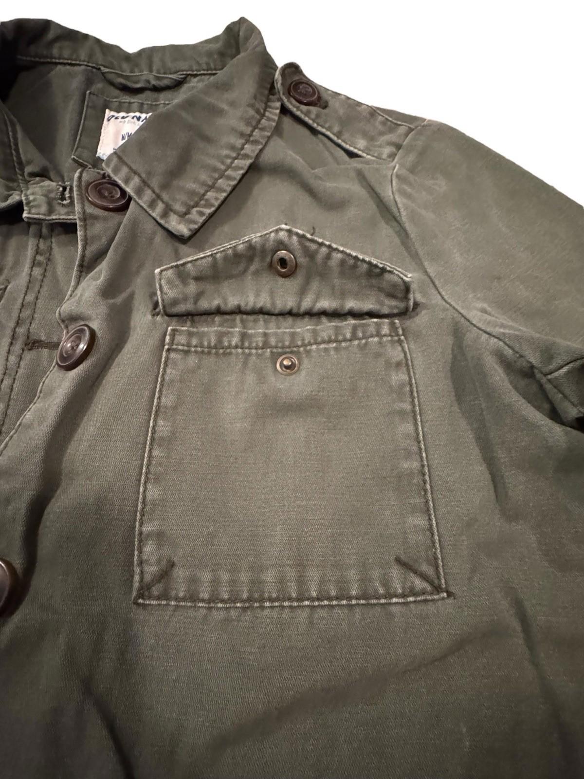 Old Navy Jacket Medium Utility Canvas Military Field Army Olive Long