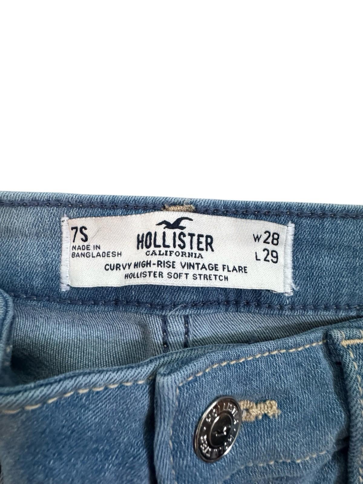 Hollister Two Tone Blue Bell Bottom Curvy High Rise Vintage Flair Leg Jeans 28