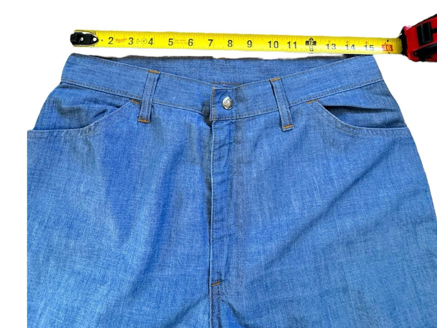 Vintage 1970s LEVIS FOR ME Blue Hopsack Bell Bottom Pants BIG E White Tag 30