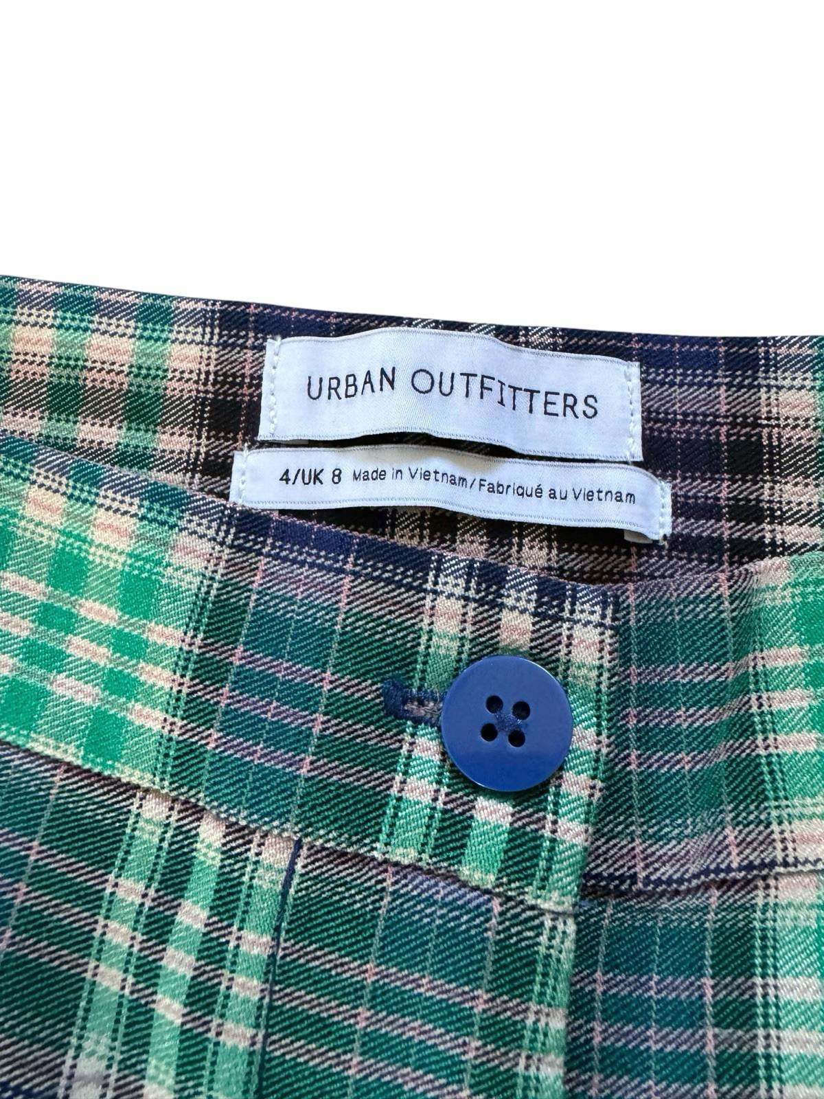Urban Outfitters Size 4 Pants Plaid Retro Wide Slit Leg Teal Blue Black S BNWT
