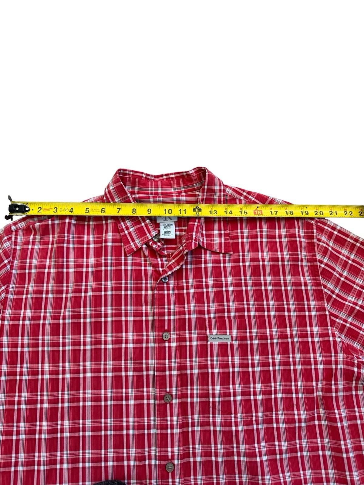 Calvin Klein Jeans Red Check Men's Button Down Shirt Large One Chipped Button