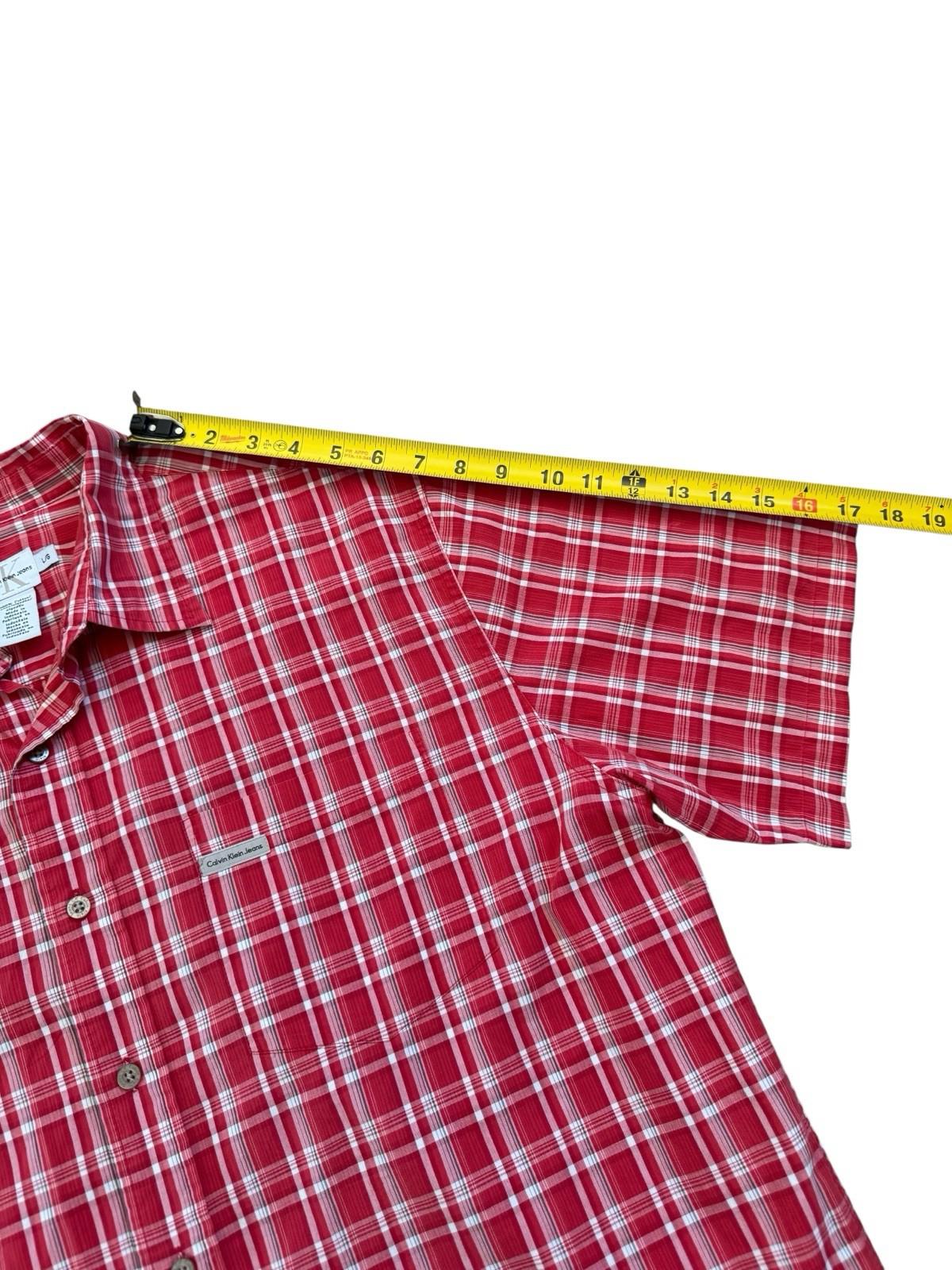 Calvin Klein Jeans Red Check Men's Button Down Shirt Large One Chipped Button