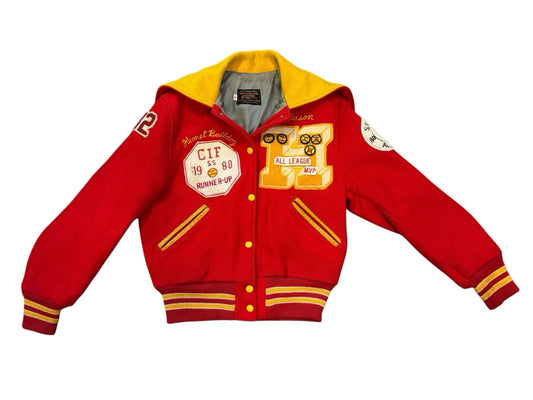 Vintage Skookum Women's Wool Red Yellow Softball JV Varsity Jacket Halloween