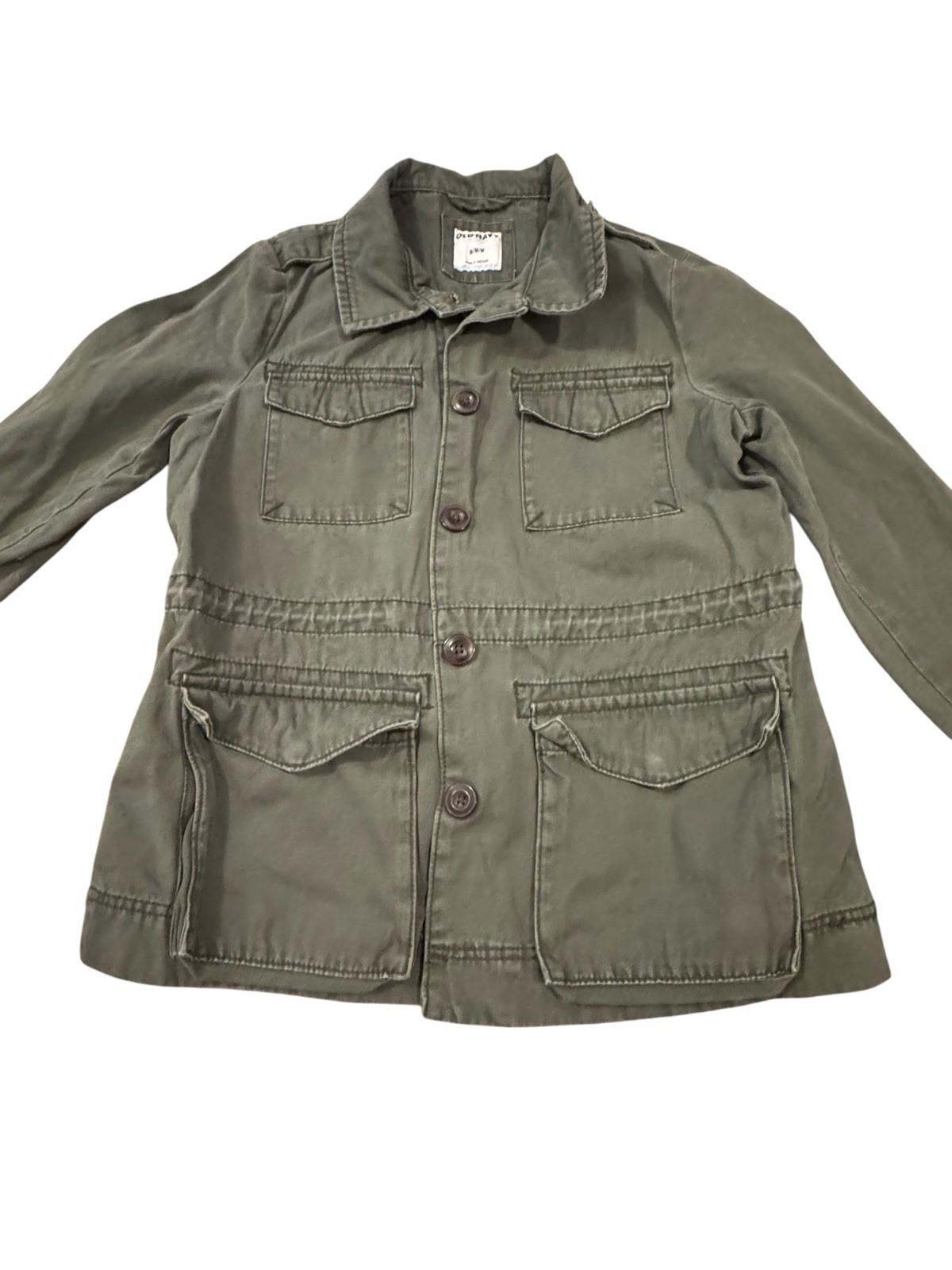Old Navy Jacket Medium Utility Canvas Military Field Army Olive Long