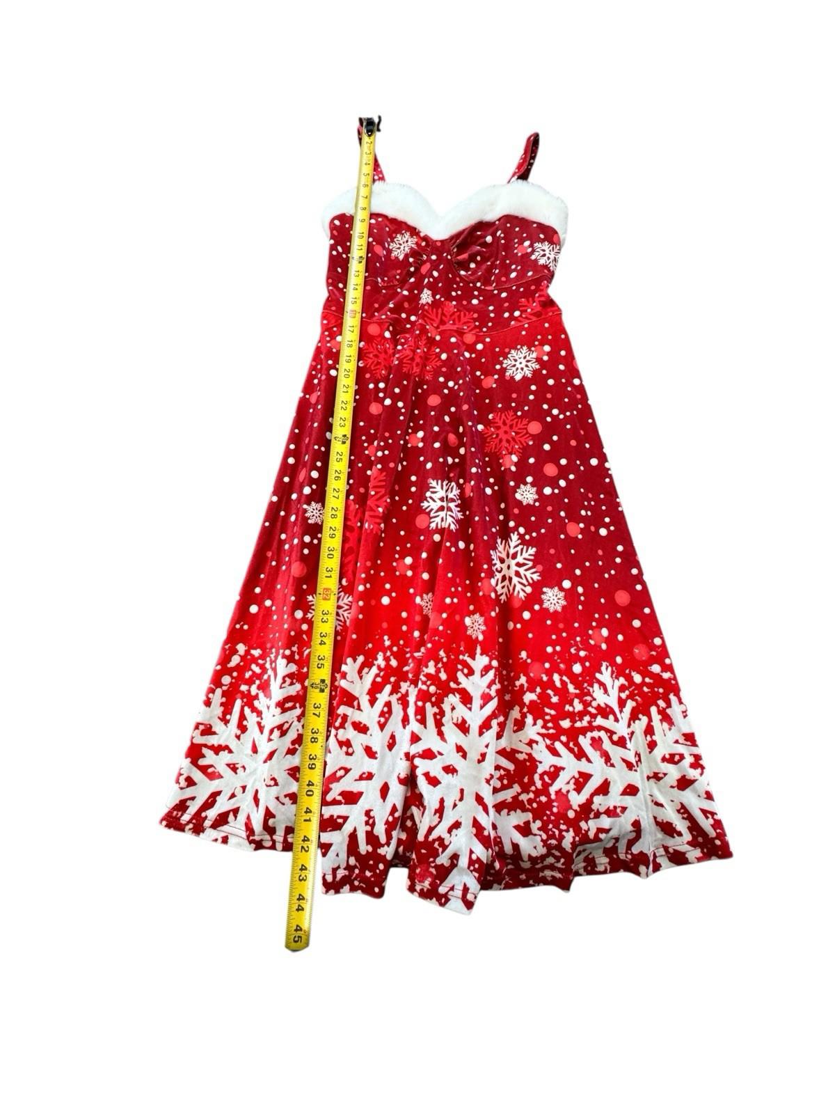 Chic Me Christmas Strap Dress Red Snowflake Stretch Faux Fur Sexy Mrs Claus Drag