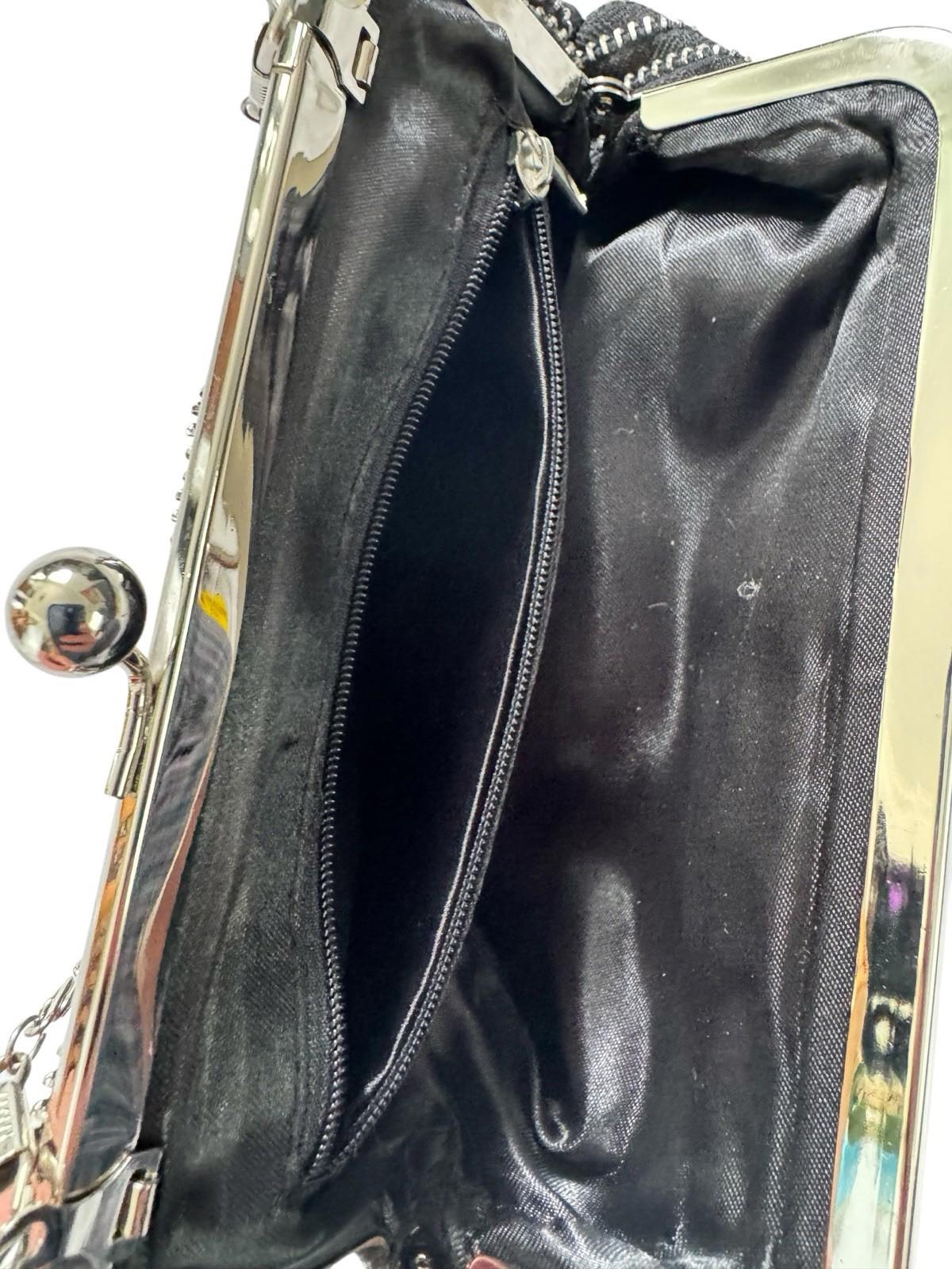 Zipper Pocketbook Evening Bag Cocktail Dress Accessory Black Chain Handle