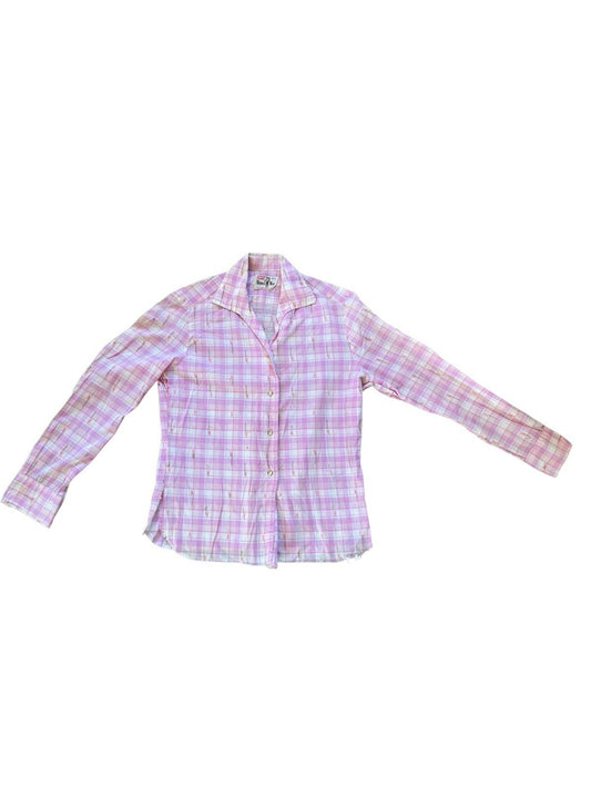 Vintage 1950s Levi's Dan River Western Wear Pink Snap Button Cowgirl Shirt