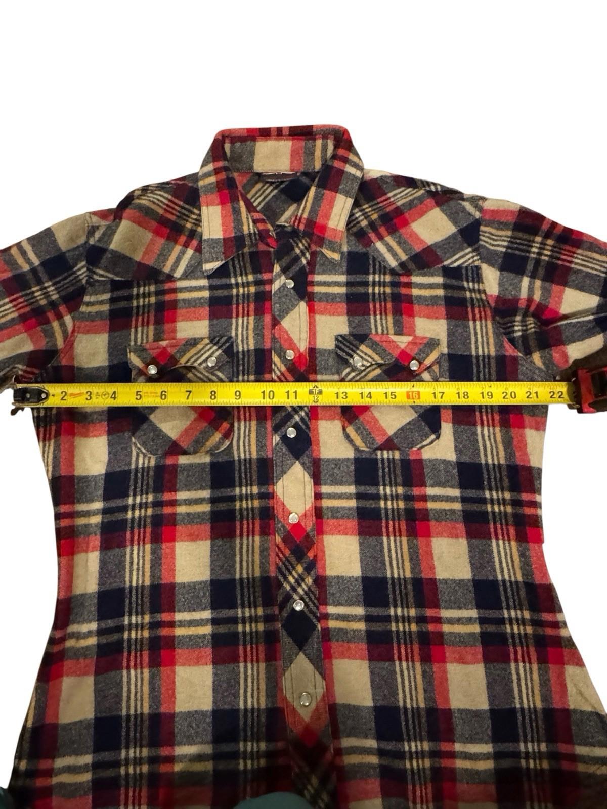 1980s Vintage Brittania Wool Plaid Flannel Button Up Down Shirt Cowboy Large