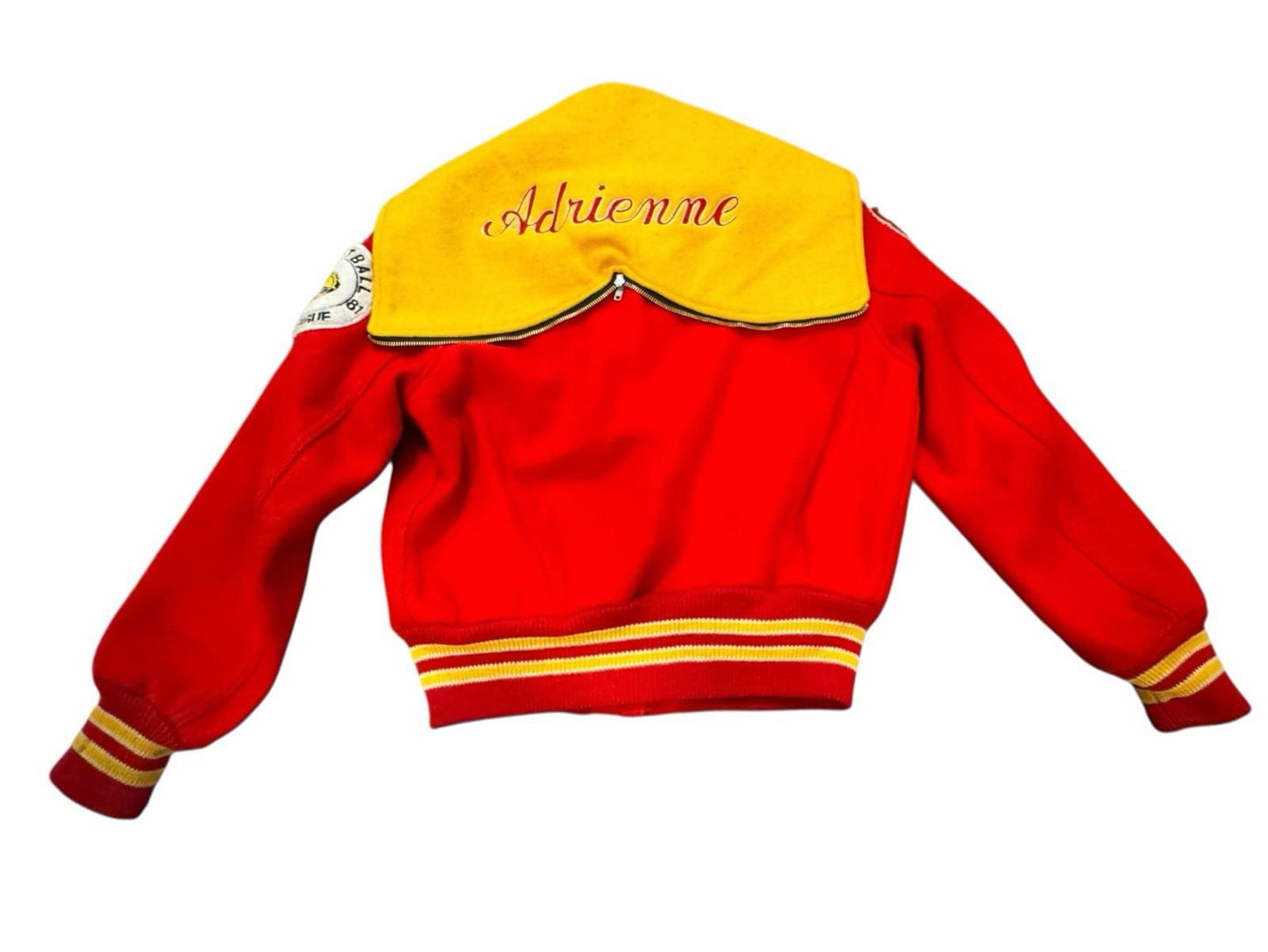 Vintage Skookum Women's Wool Red Yellow Softball JV Varsity Jacket Halloween