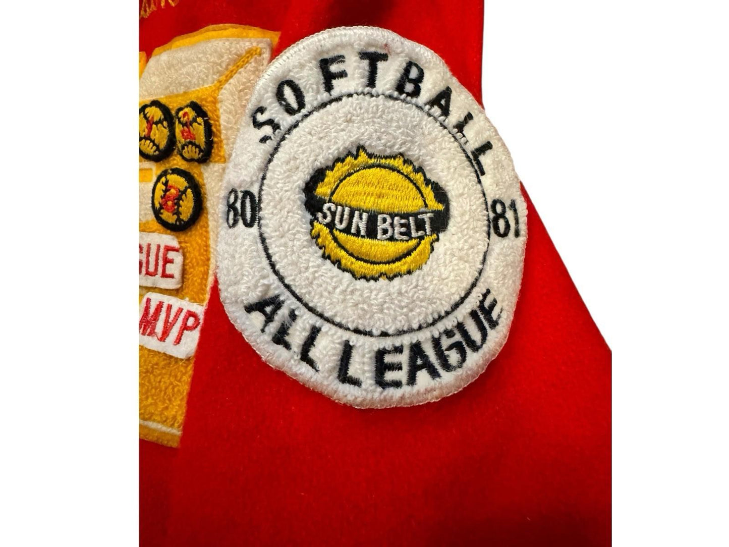 Vintage Skookum Women's Wool Red Yellow Softball JV Varsity Jacket Halloween