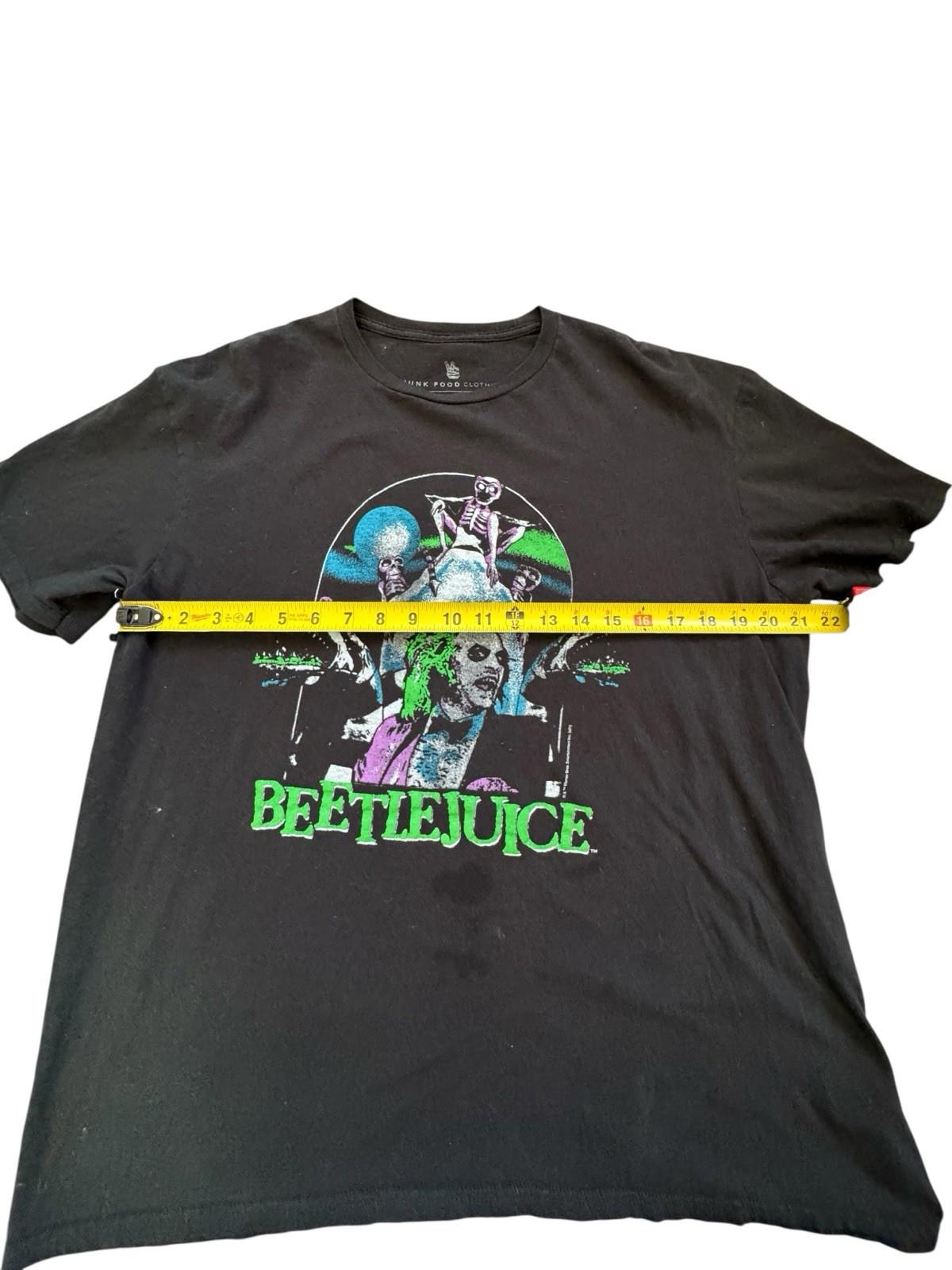Mens Junk Food Los Angeles California T Beetlejuice T-Shirt Black Halloween L
