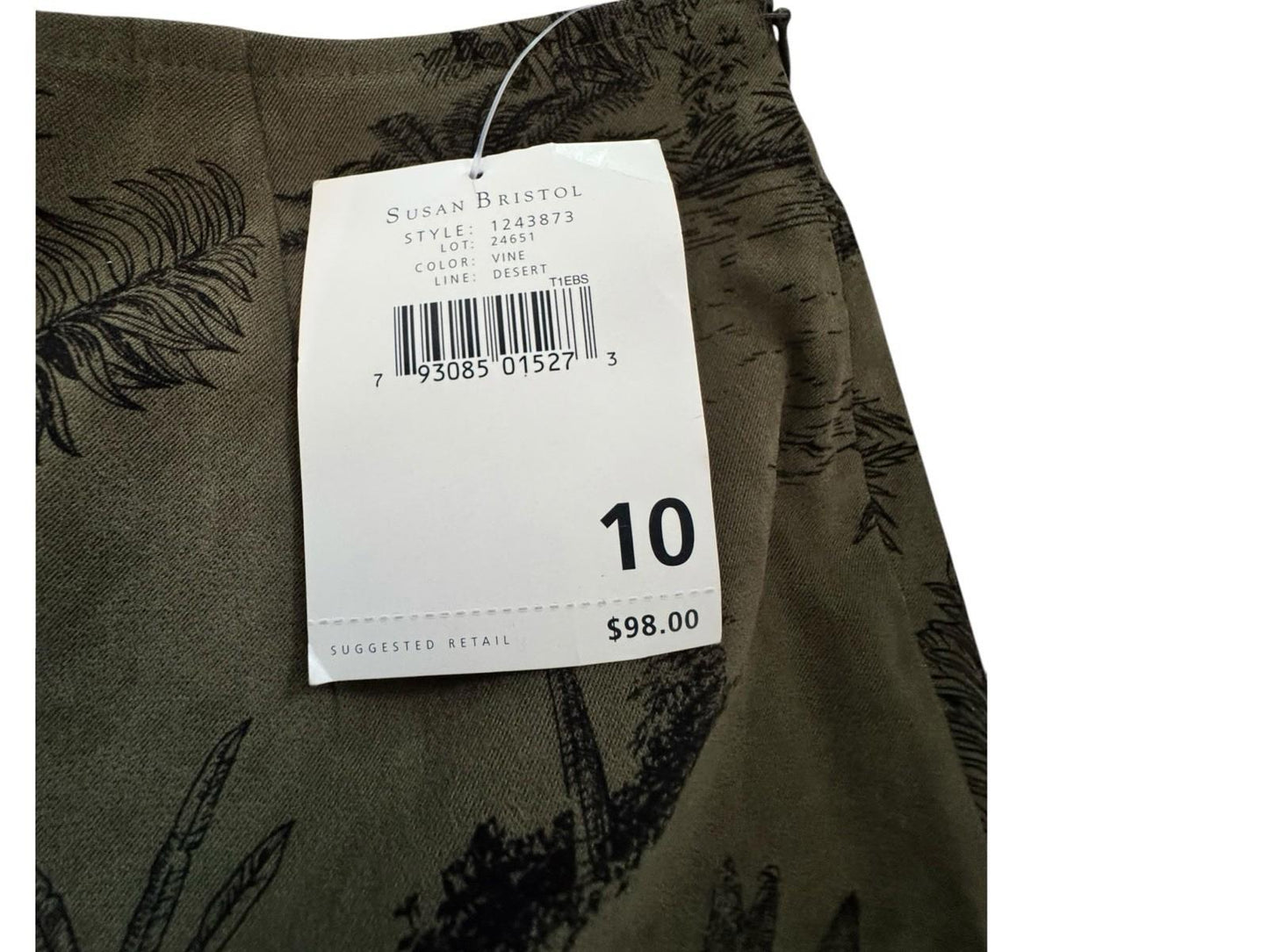 Vintage Y2K Womens Susan Bristol Green Palm Tree Pants Size 10 Dead Stock
